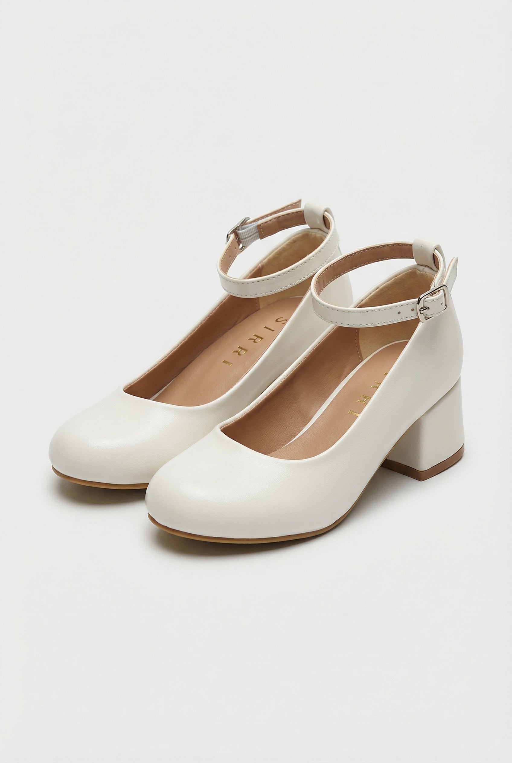 Girls Block Heel Mary Jane High Dresss Shoes - MIRAGE - Ivory