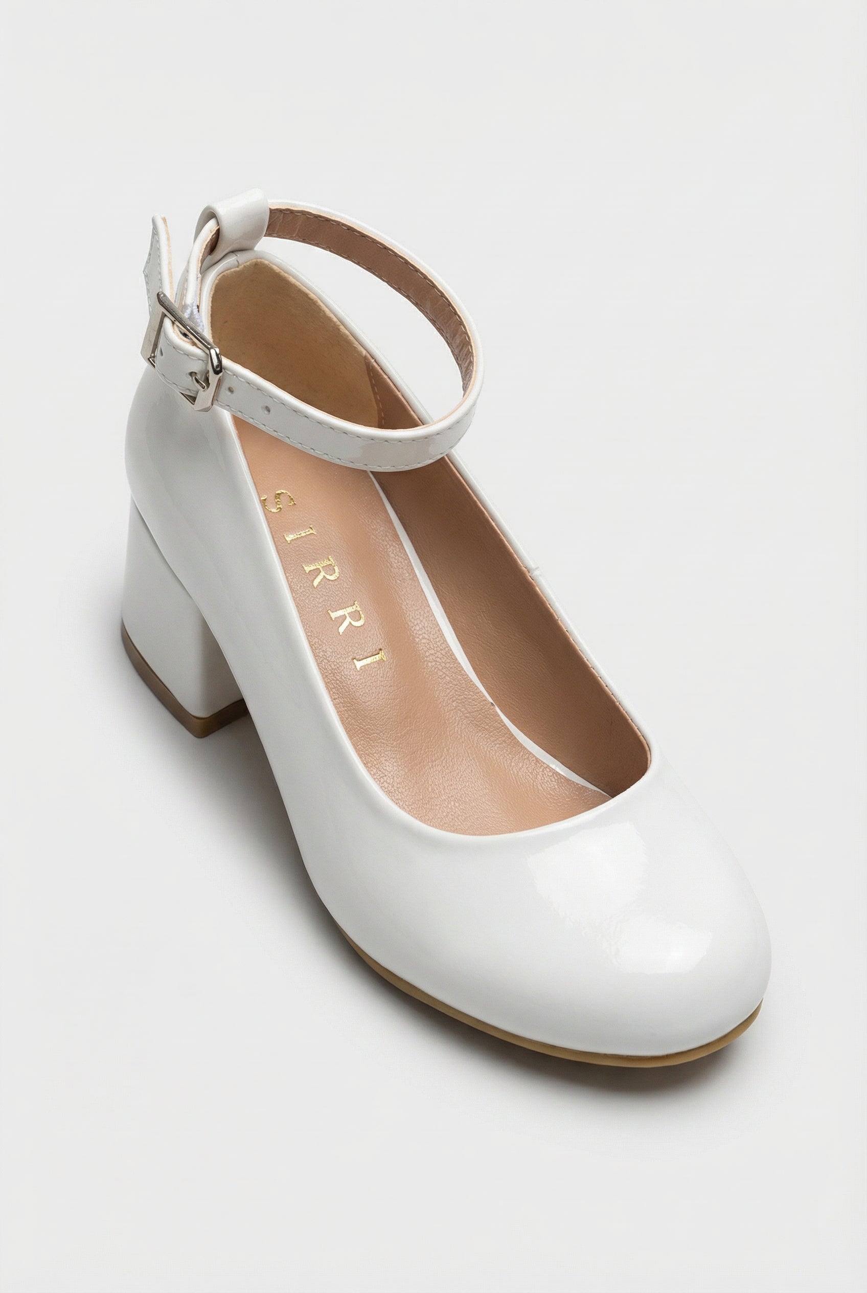 Girls' Mary Jane High block Heal Patent Dresss shoes - MIRAGE - White Side Picture