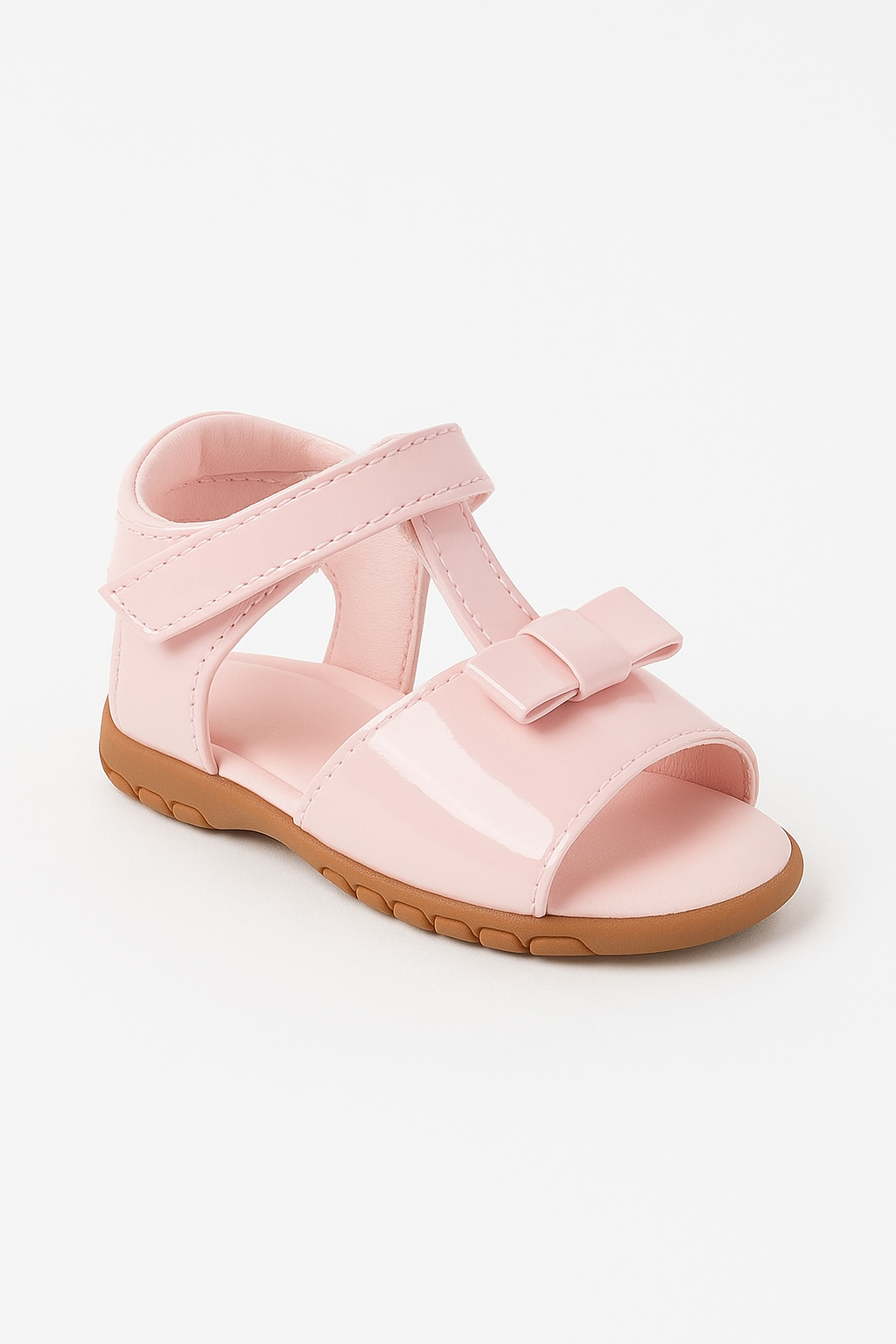 Girls Patent Bow Sandals – AMANDA - Pink Side Picture