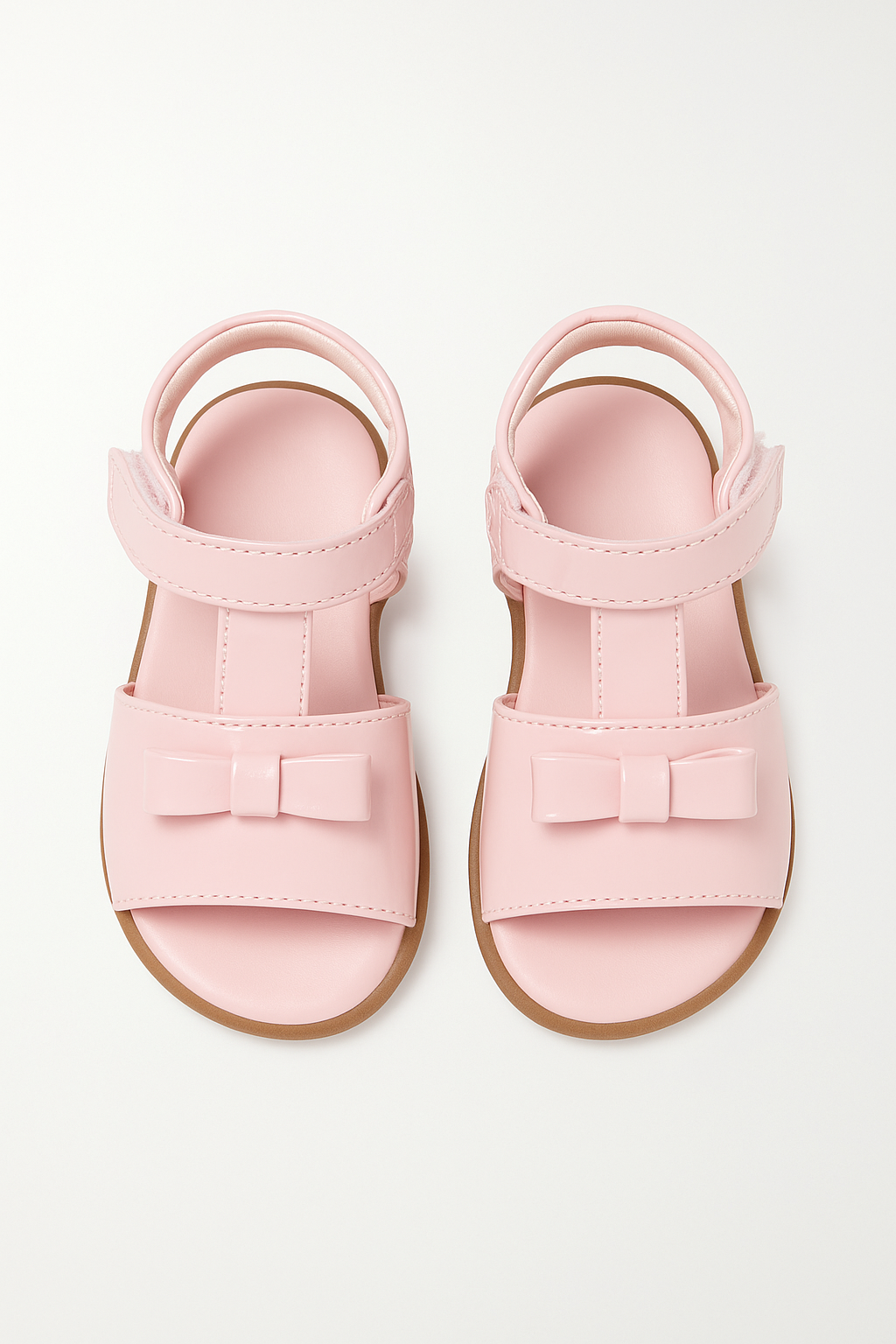 Girls Patent Bow Sandals – AMANDA - Pink Front Picture