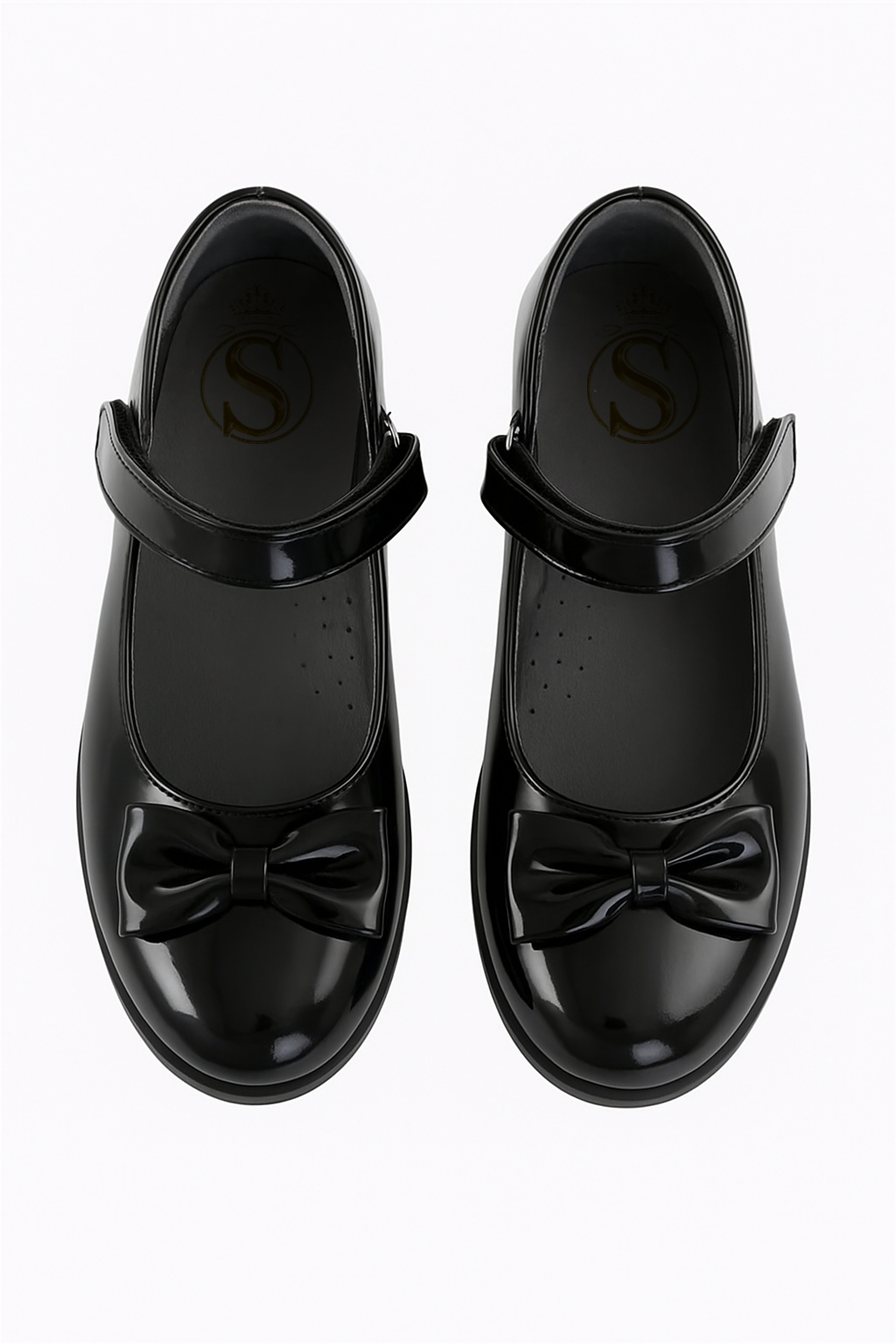 Girls Patent Flat Mary Jane Shoes - Black