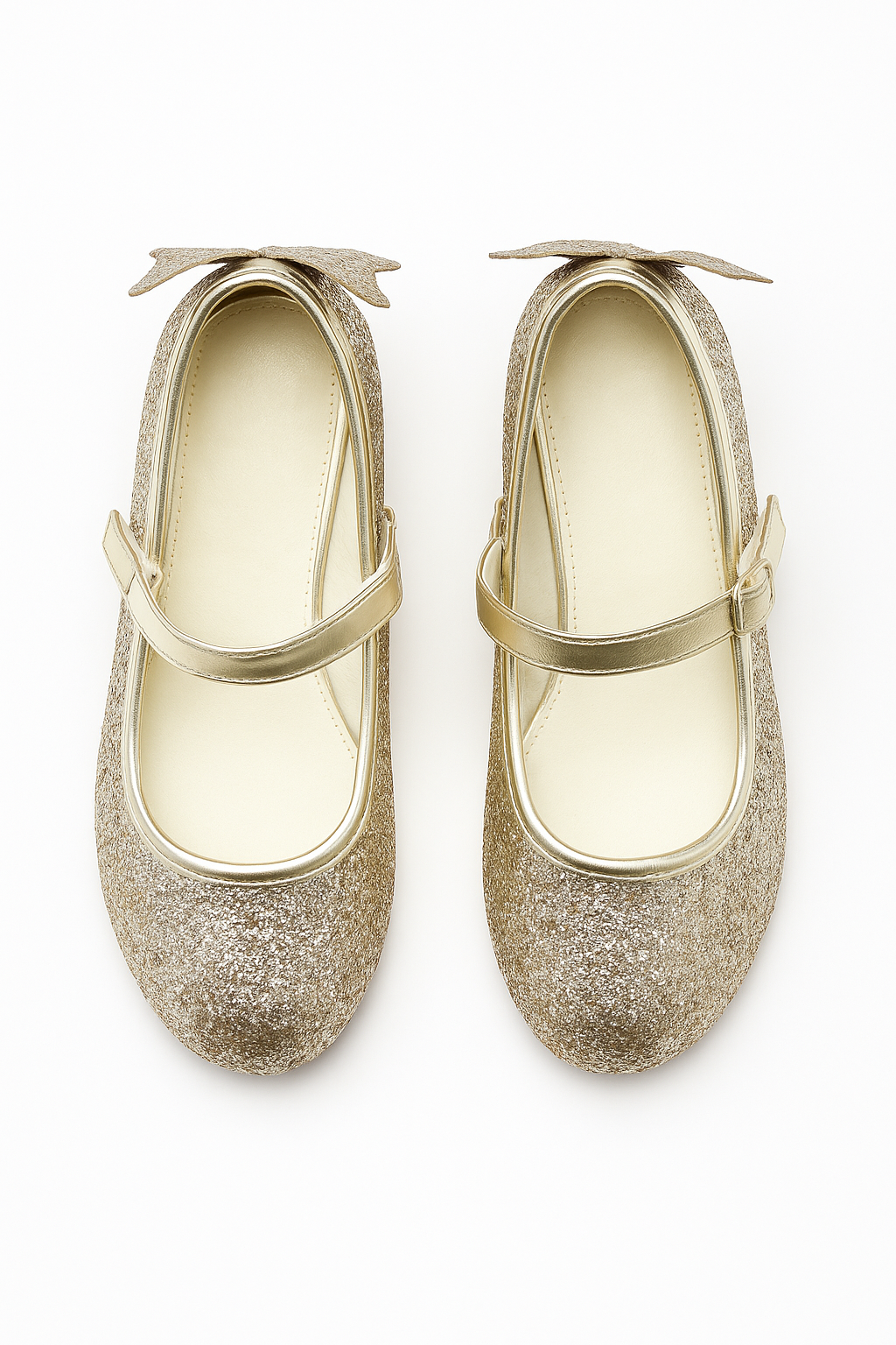 Girls' Sparkly Medium Heel Mary Jane Ankle Strap Shoes - ANNA - Gold Front Picture