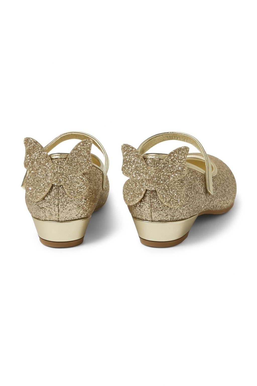 Girls' Sparkly Medium Heel Mary Jane Ankle Strap Shoes - ANNA - Gold Back Picture
