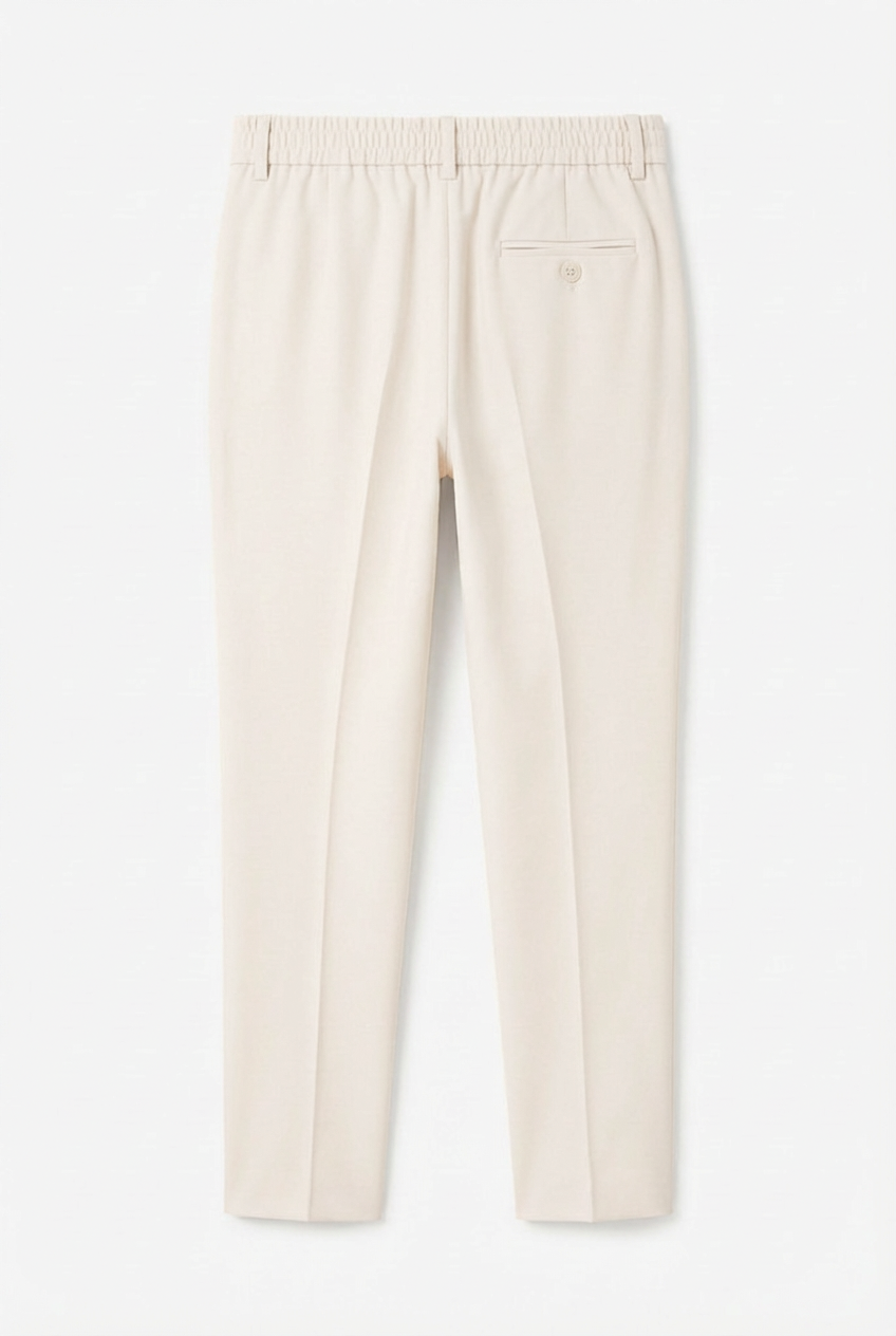 Boys Slim Fit Formal Trousers with Adjustable Waist - Ivory