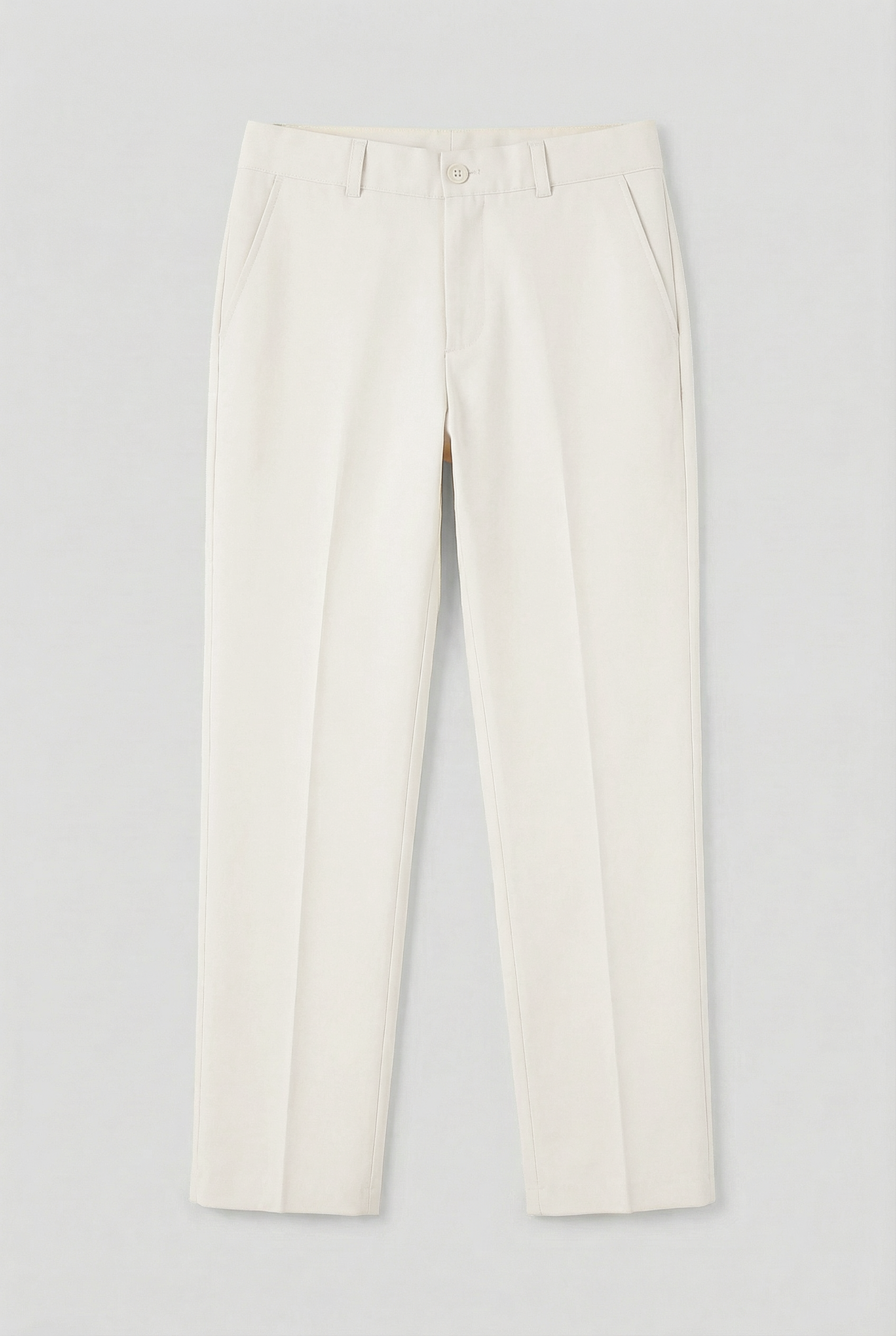 Boys Slim Fit Formal Trousers with Adjustable Waist - Ivory