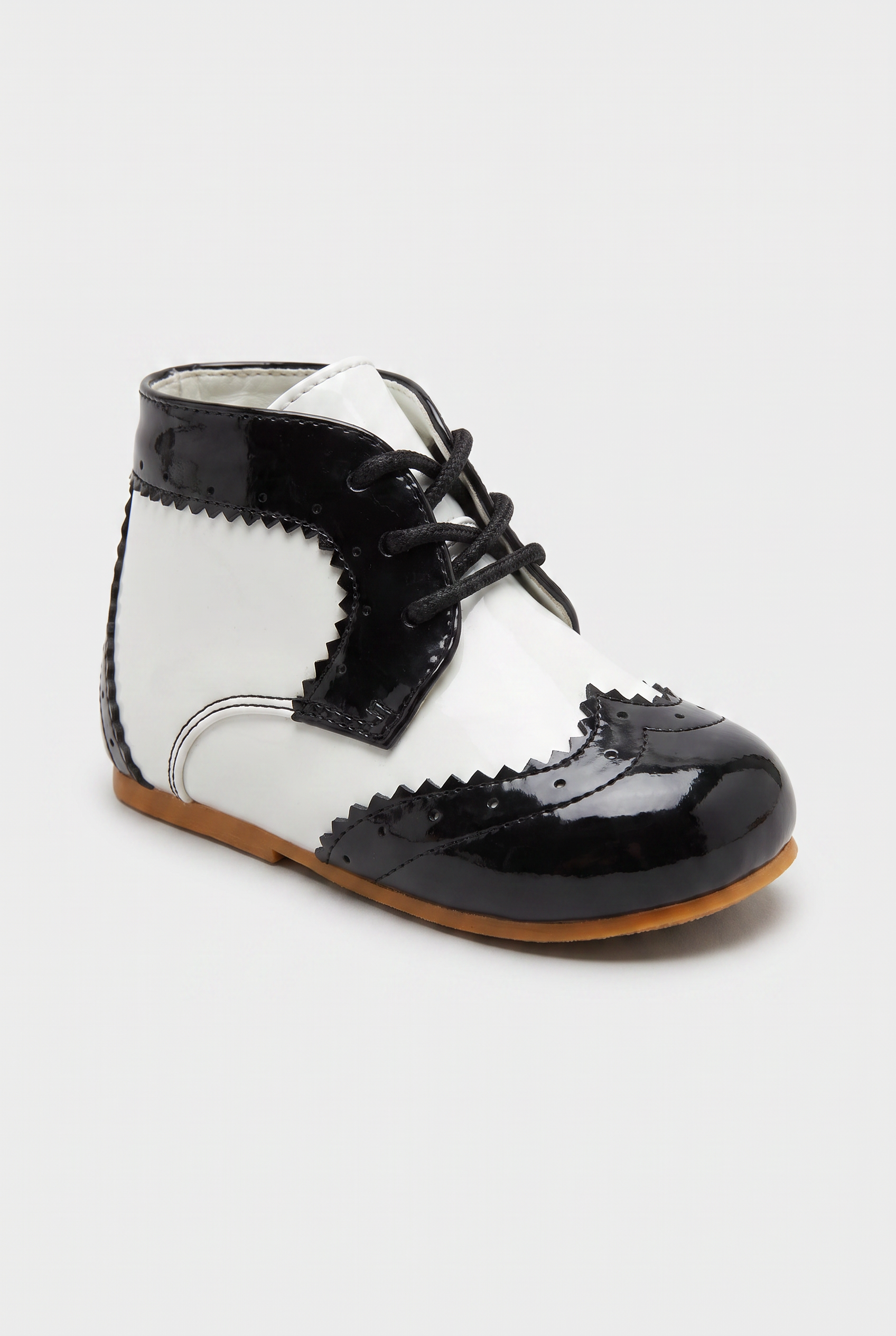 Kids Patent Leather Lace-Up Boots | Smart Formal Ankle Shoes for Boys & Girls - Black