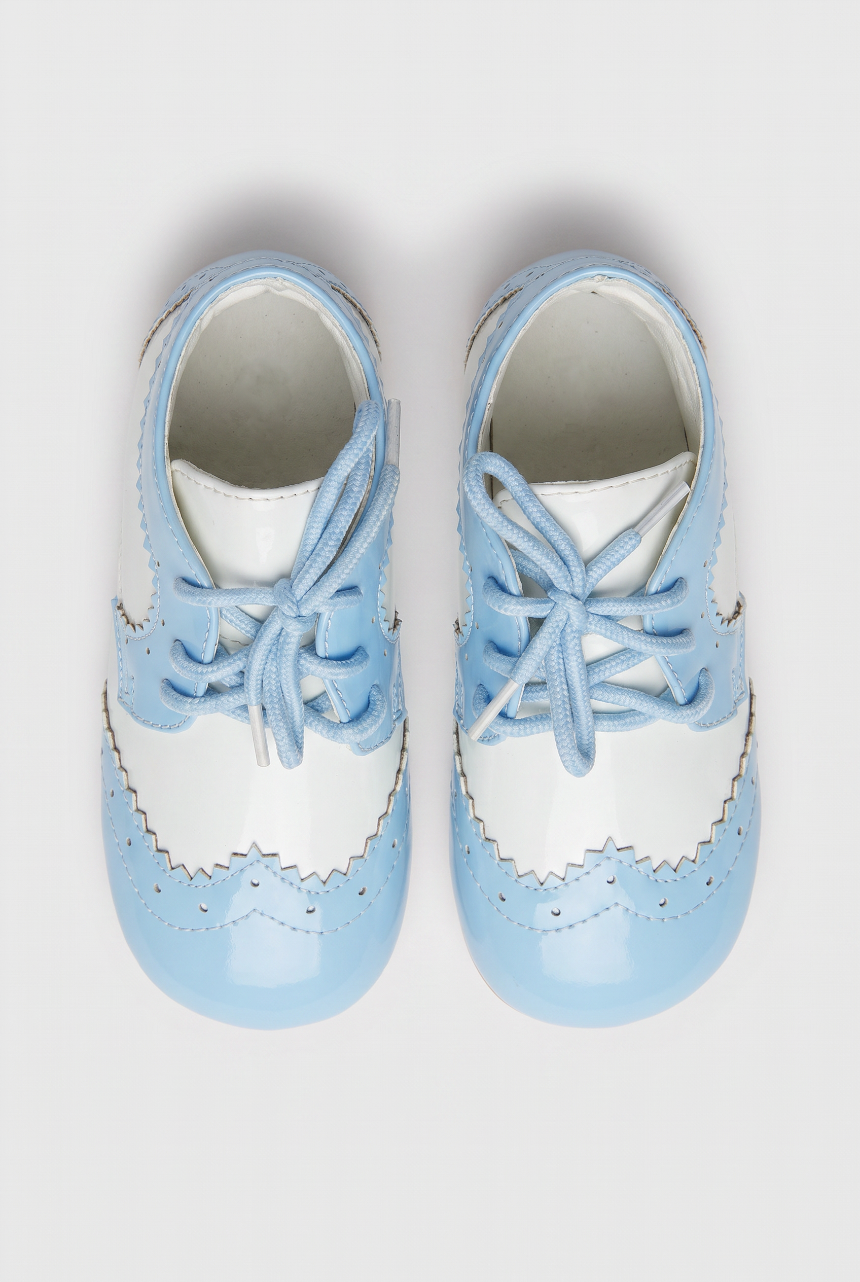 Kids Patent Leather Lace-Up Boots Smart Formal Ankle Shoes for Boys & Girls - Blue
