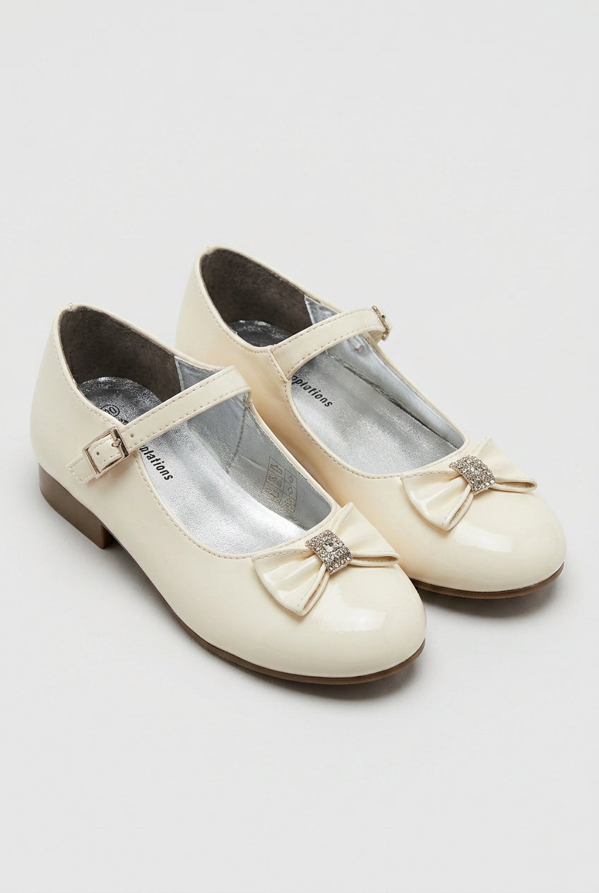 Kids' Mary Jane Bow Dress Shoes – Elegant Occasion Shoes in Ivory