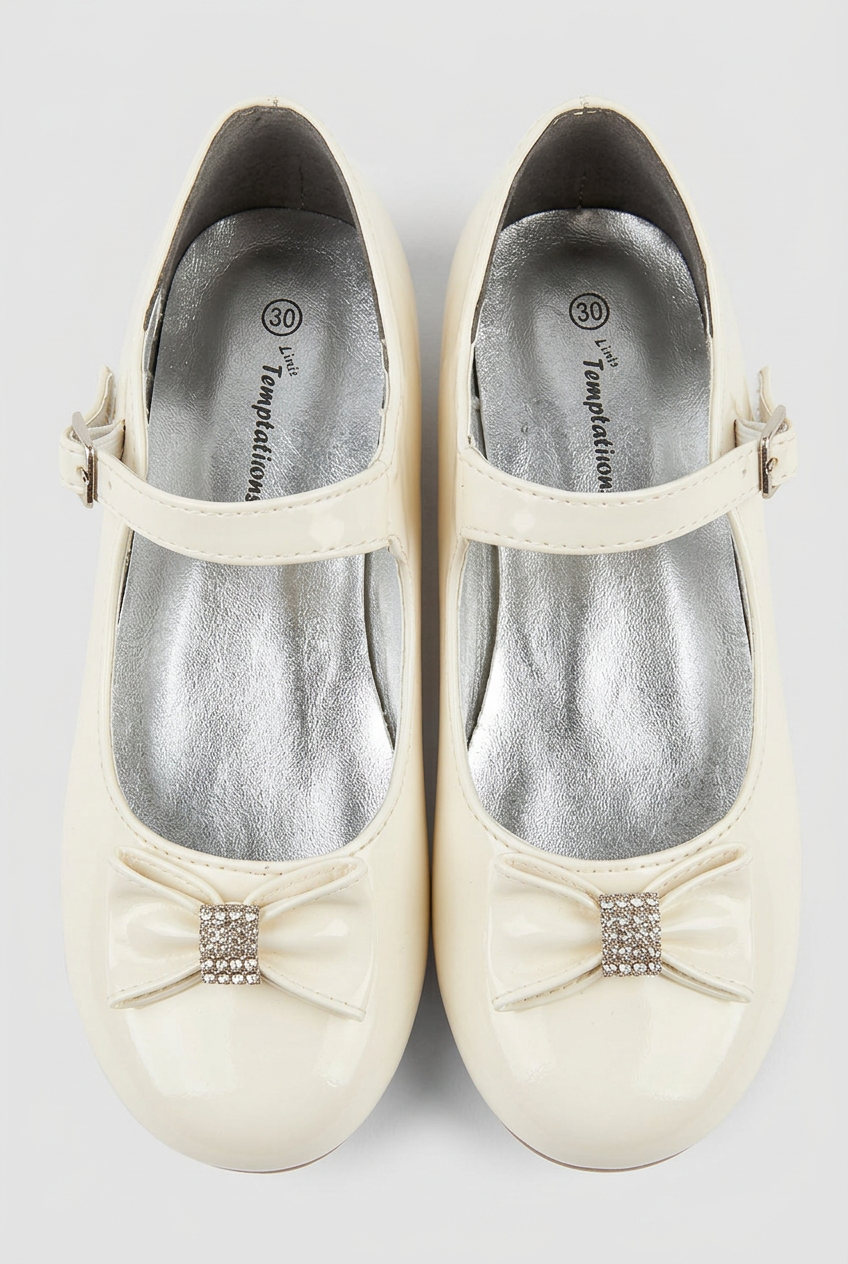 Kids' Mary Jane Bow Dress Shoes – Elegant Occasion Shoes in Ivory