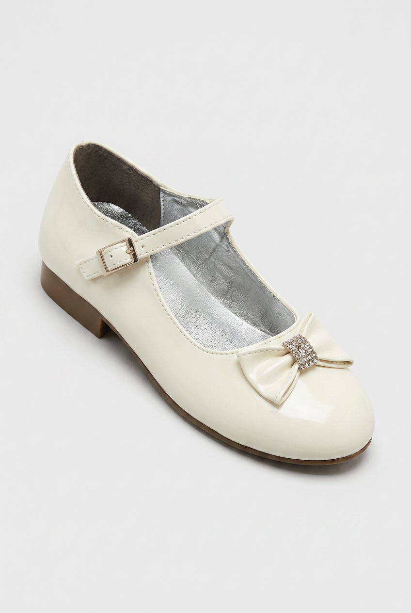 Kids' Mary Jane Bow Dress Shoes – Elegant Occasion Shoes in Ivory