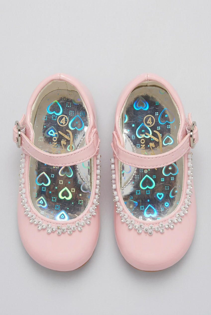Kids' Rhinestone Mary Jane Shoes – Smart Party & Occasion Dress Shoes - Pink