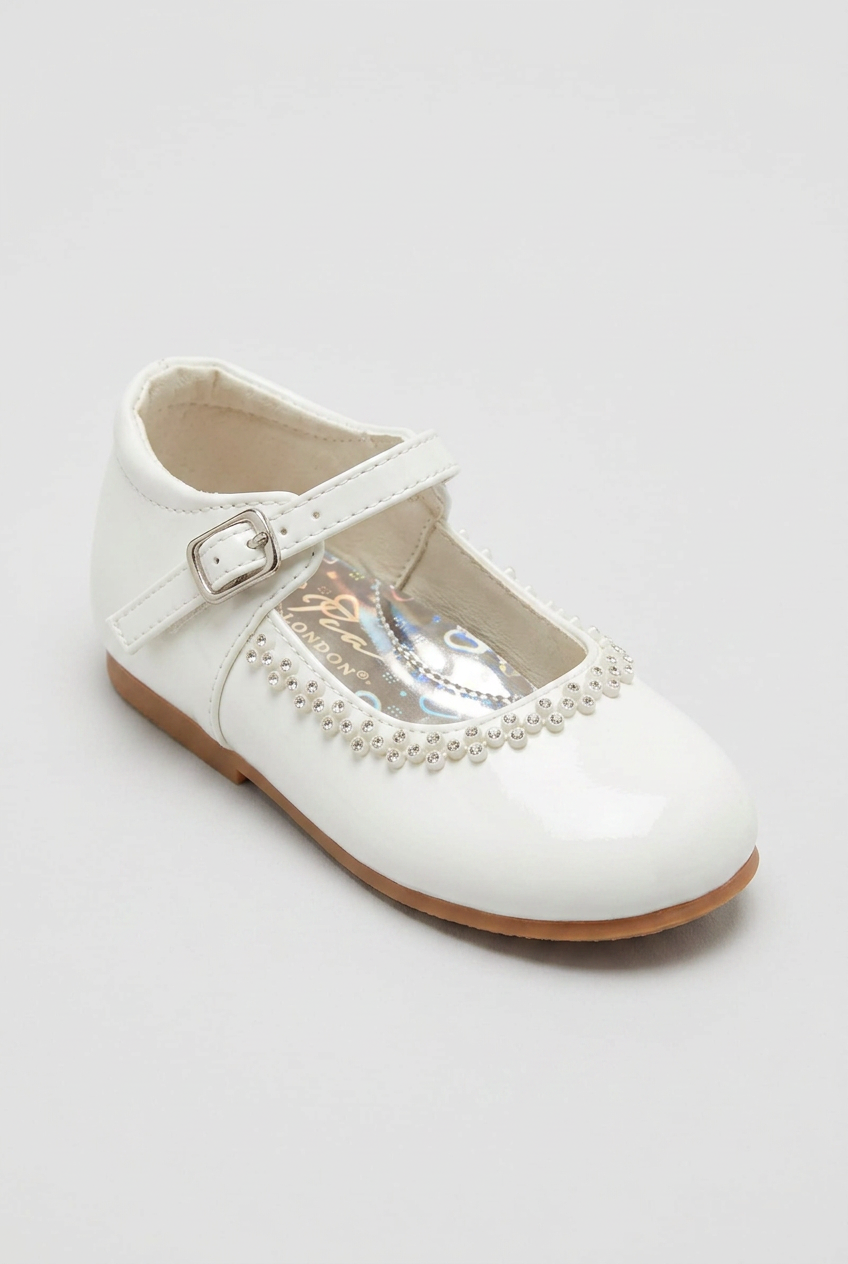 Kids' Rhinestone Mary Jane Shoes – Smart Party & Occasion Dress Shoes - White