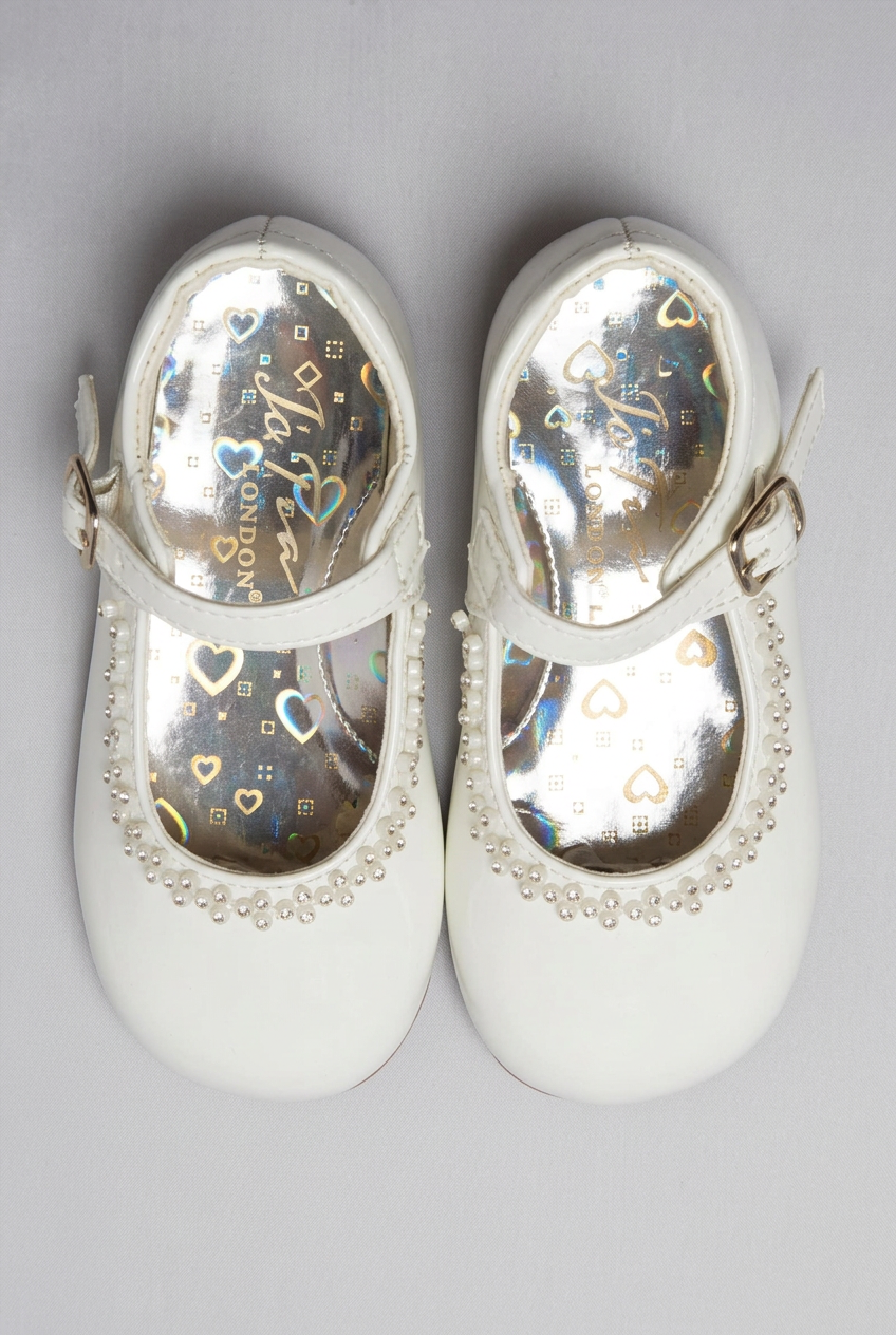 Kids' Rhinestone Mary Jane Shoes – Smart Party & Occasion Dress Shoes - White