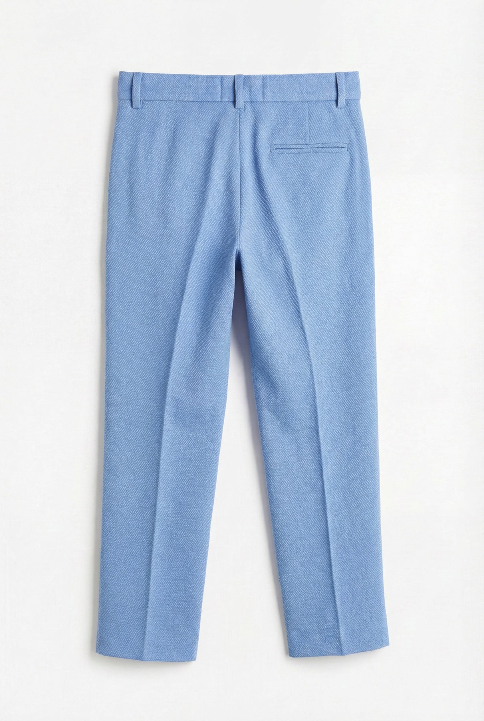 Boys 5-Piece Textured Weave Suit with Double Breasted Waistcoat - Light Blue