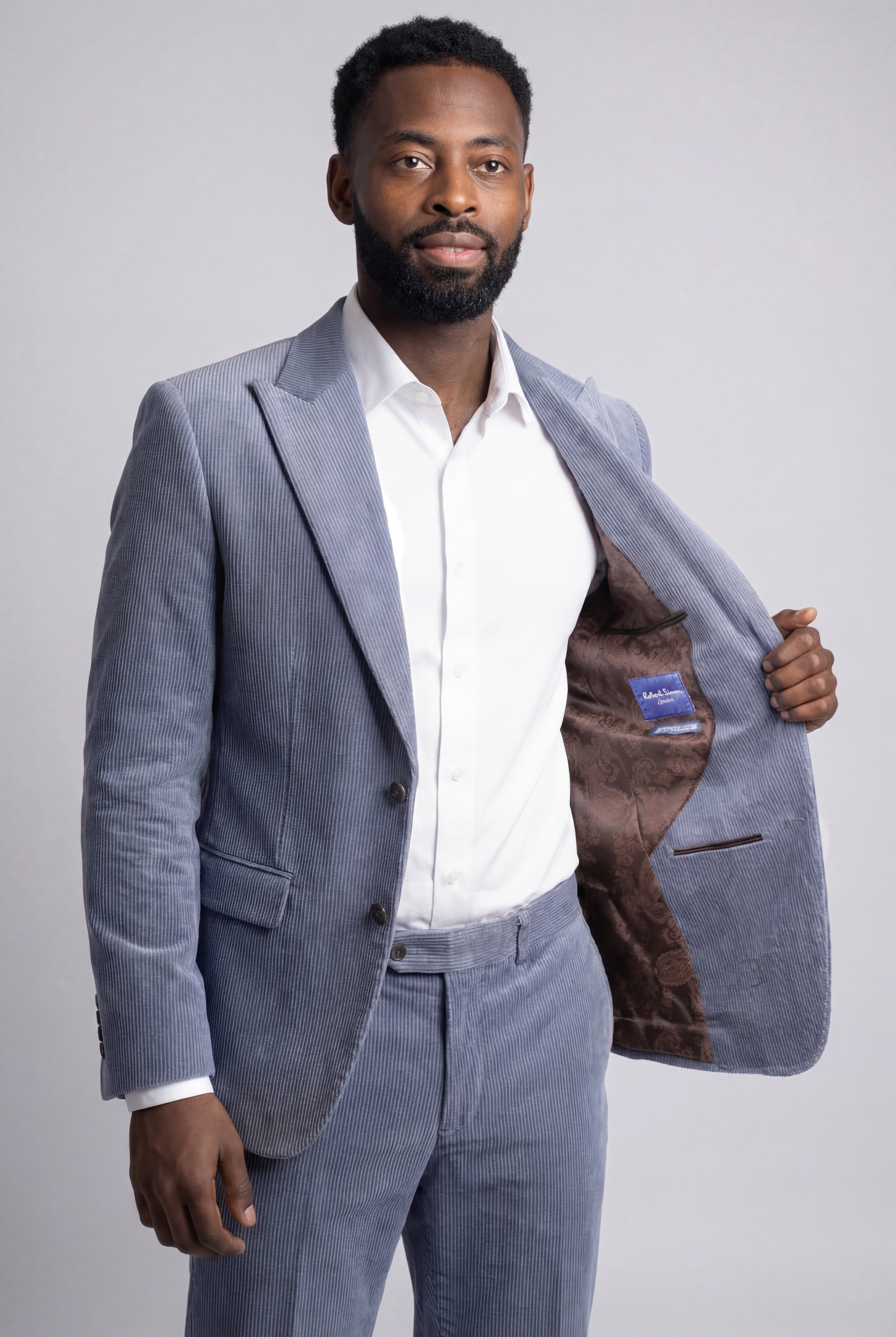 Men’s 2-Piece Cotton Corduroy Formal Suit - Dawson - Blue