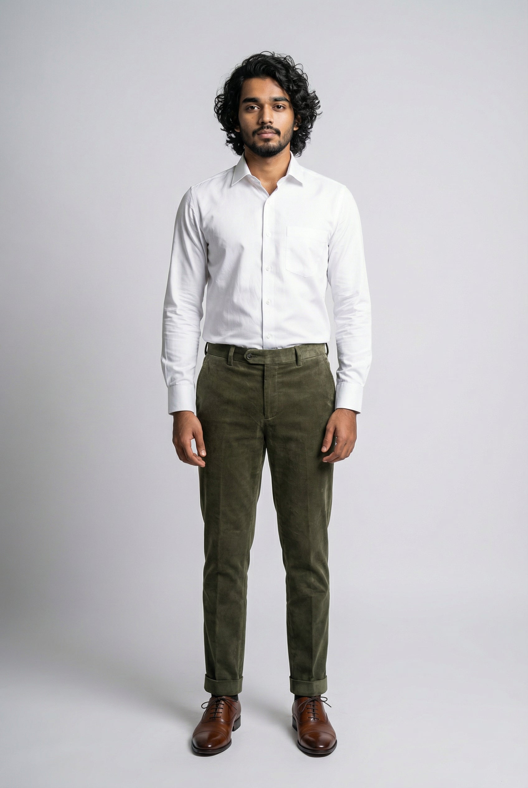 Men’s 2-Piece Cotton Corduroy Formal Suit Trousers- Dawson - Green