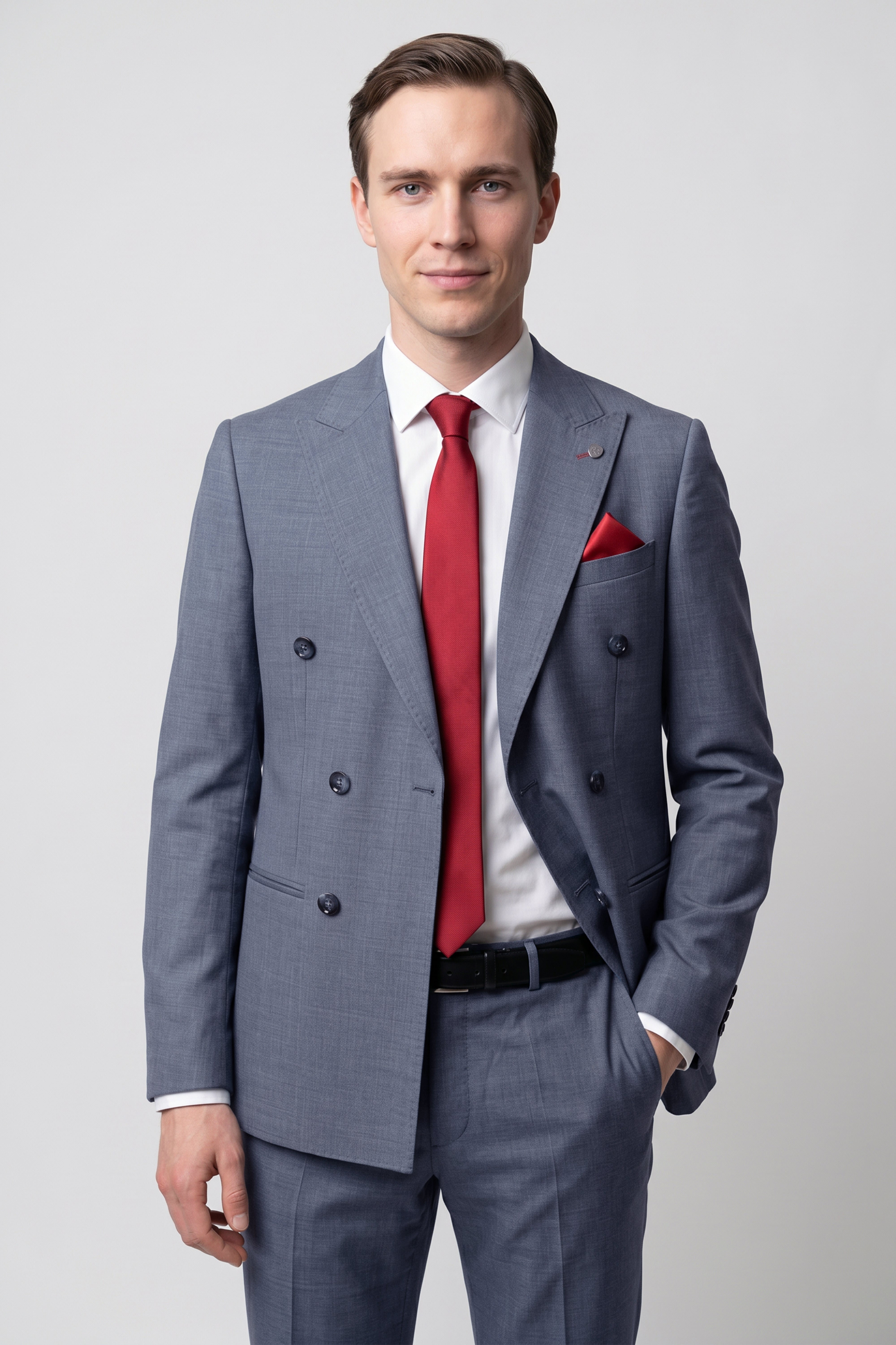 Men’s 2-Piece Double Breasted Formal Suit - Style FINN GREY