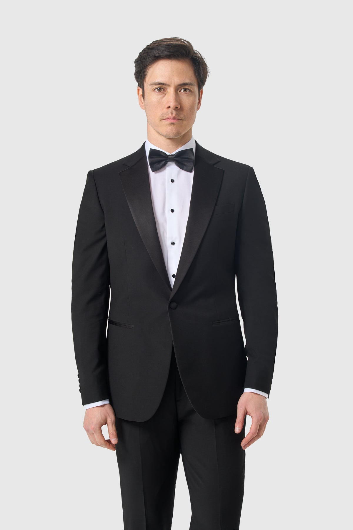 Men’s 2-Piece Satin Notch Lapel Tuxedo Dinner Suit Bundle - Cavani Malibu Black