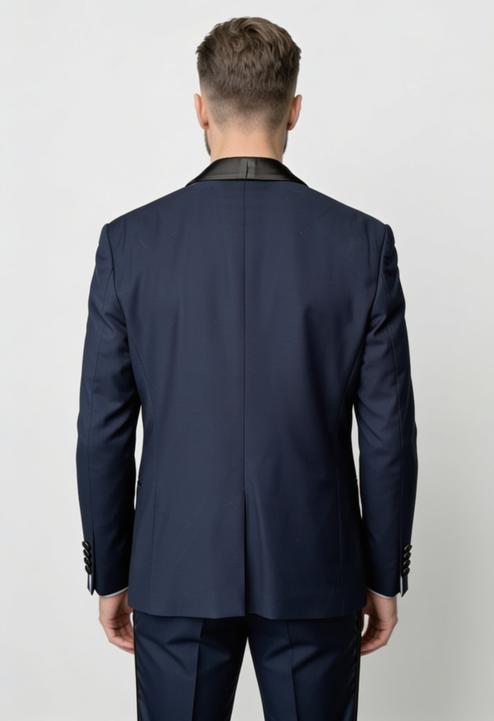 Men’s 2-Piece Shawl Lapel Tuxedo Dinner Suit - Style WILLIAM NAVY BLUE
