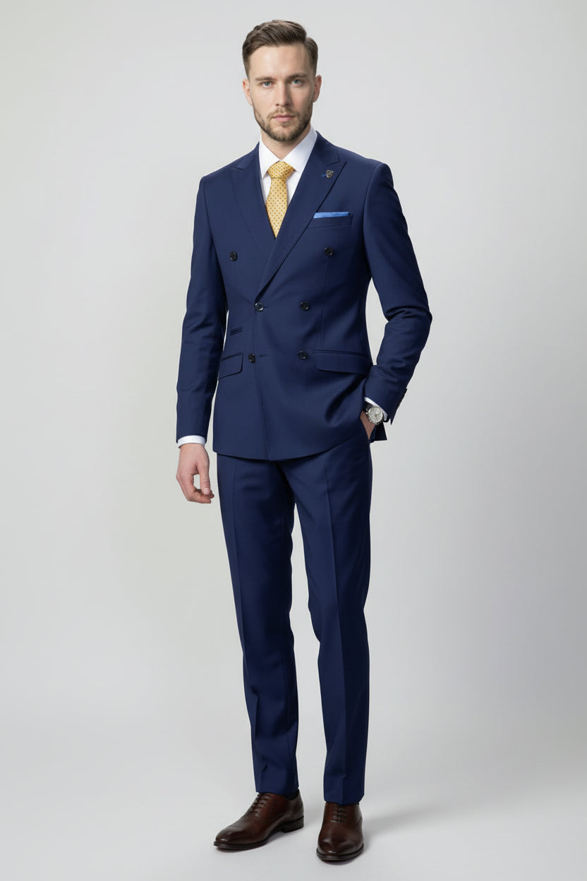 Men’s 2 Piece Slim Fit Double Breasted Suit - JOSE NAVY Front Picture