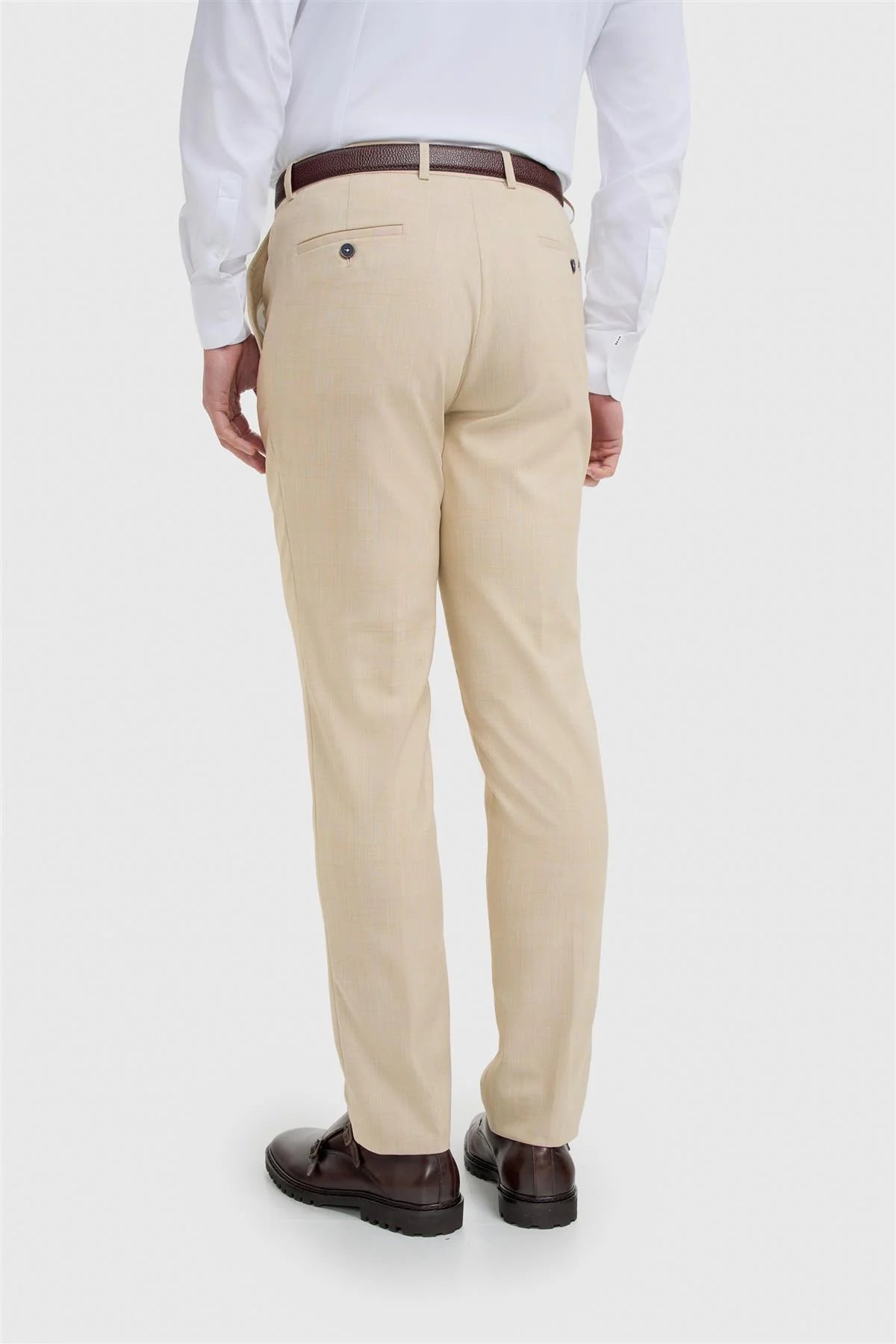 Men’s 3-Piece Beige Textured Suit - Camden - Beige