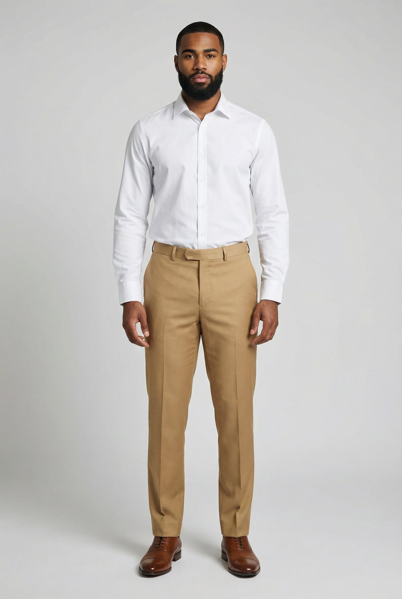 Men’s 3-Piece Formal Suit with Double Breasted Waistcoat - Jason - Mustard Model Trousers Picture