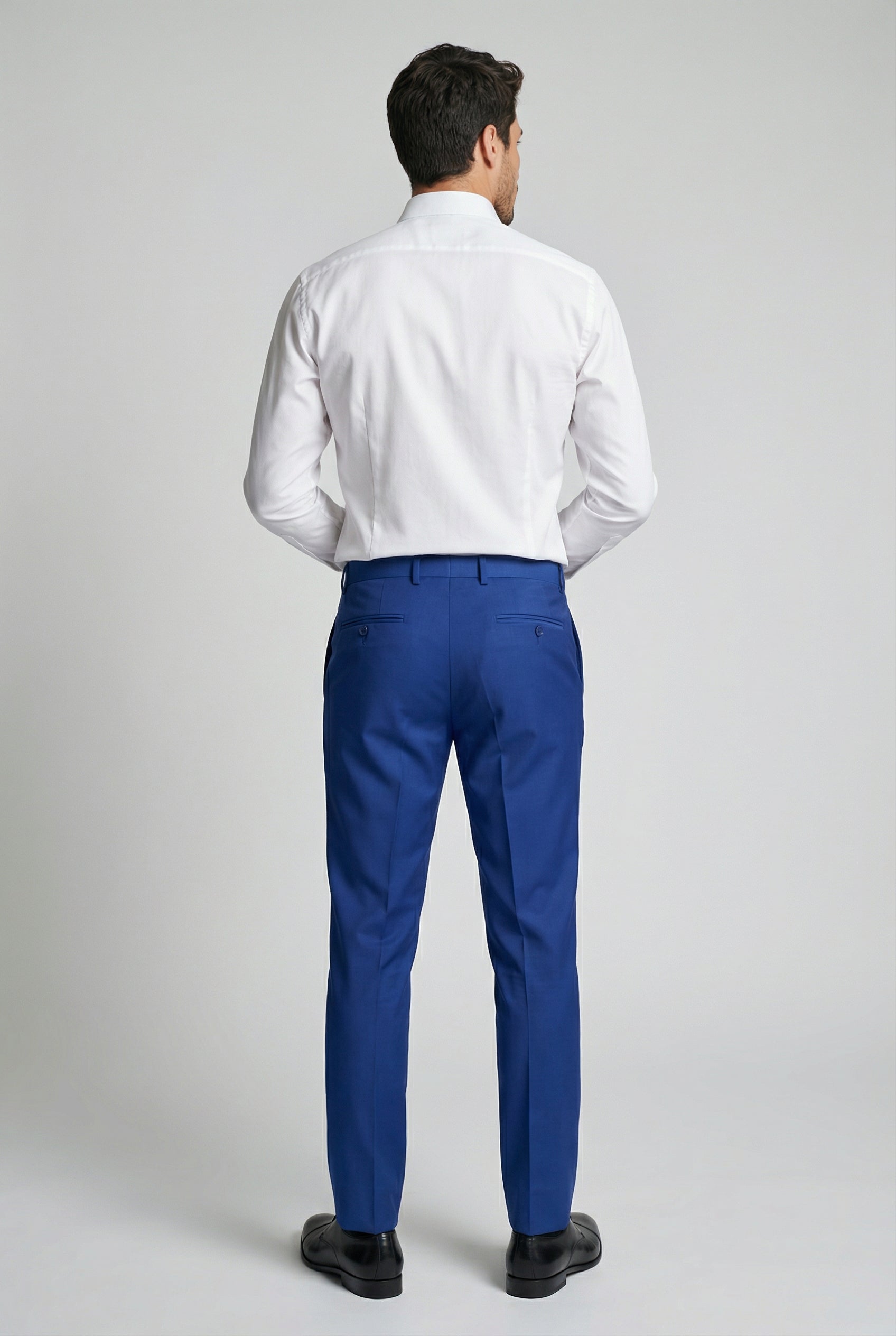 Men’s 3-Piece Formal Suit with Double Breasted Waistcoat - Roman - Blue Trousers Back picture