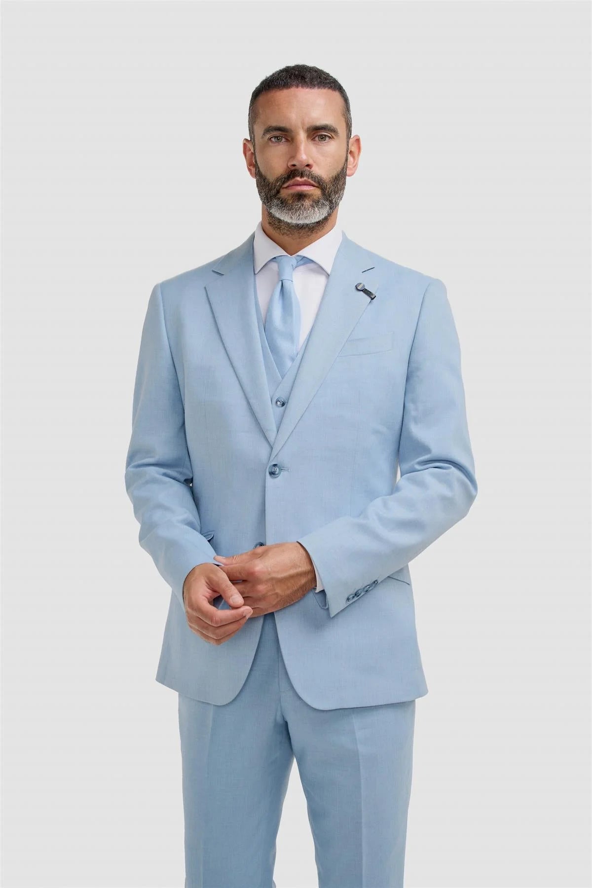 Father & Son Matching Slim Fit 3-Piece Suit Set - Malibu Sky Blue