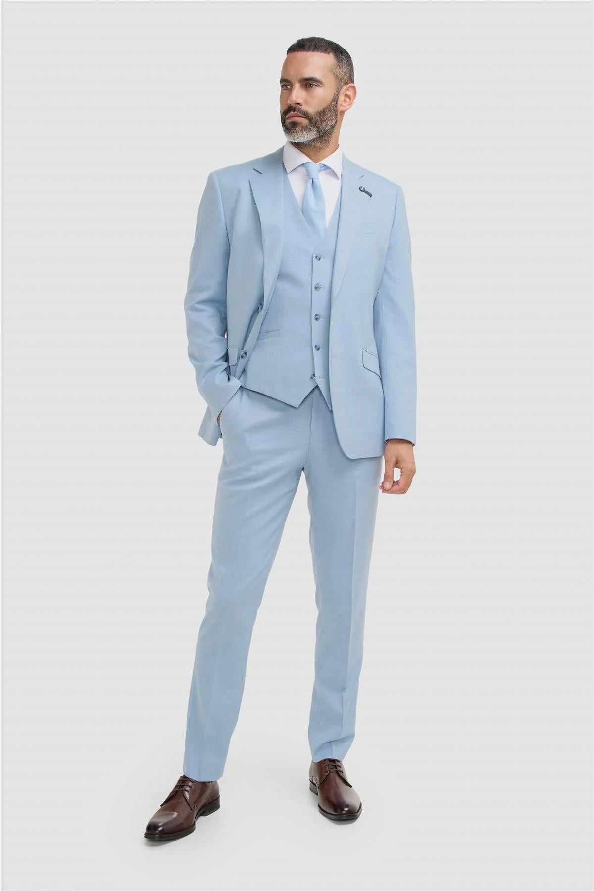 Men’s 3-Piece Slim Fit Formal Suit - Malibu - Sky Blue