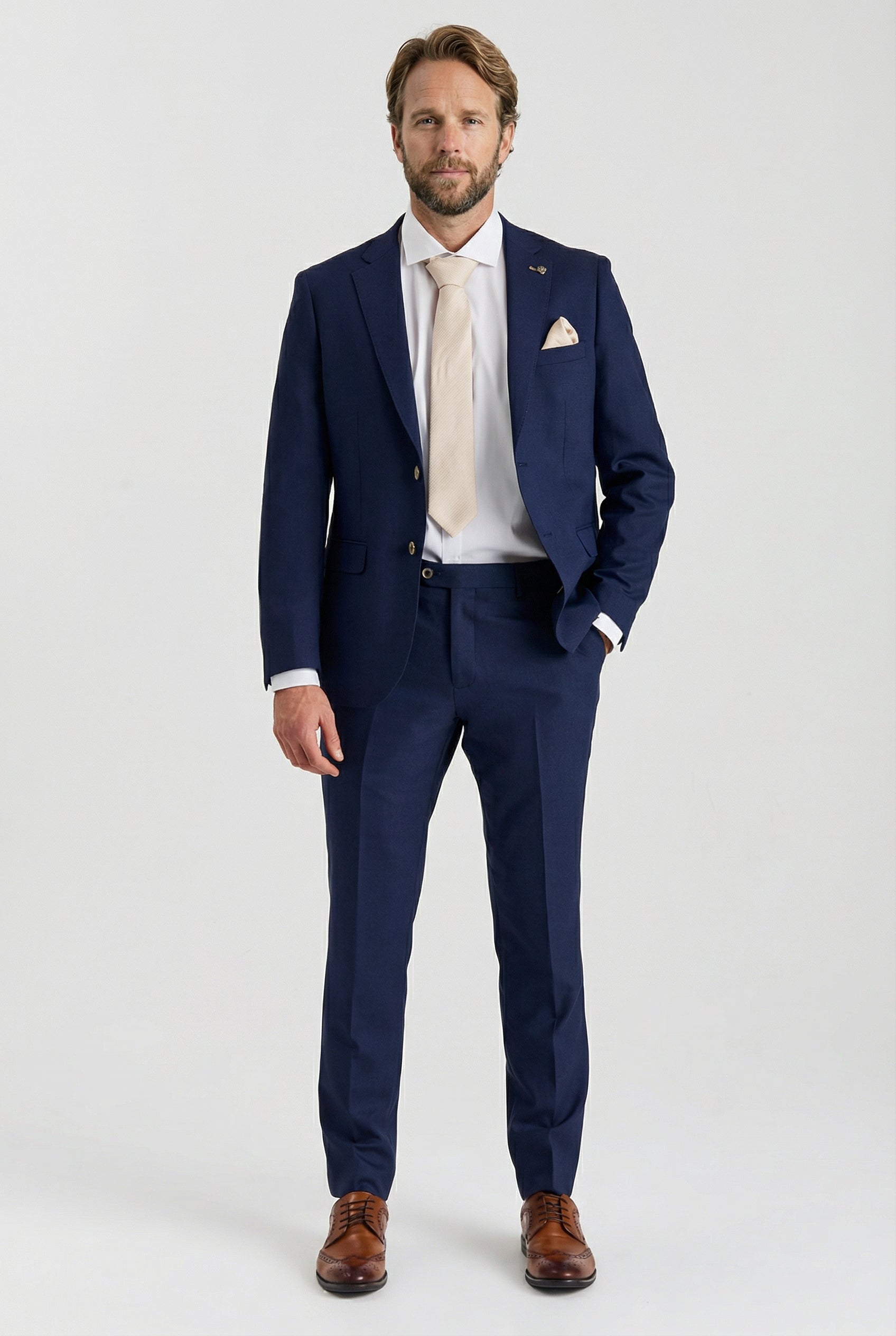 Men’s 2-Piece Tailored Fit Formal Suit - Belmont - Navy Front Picture