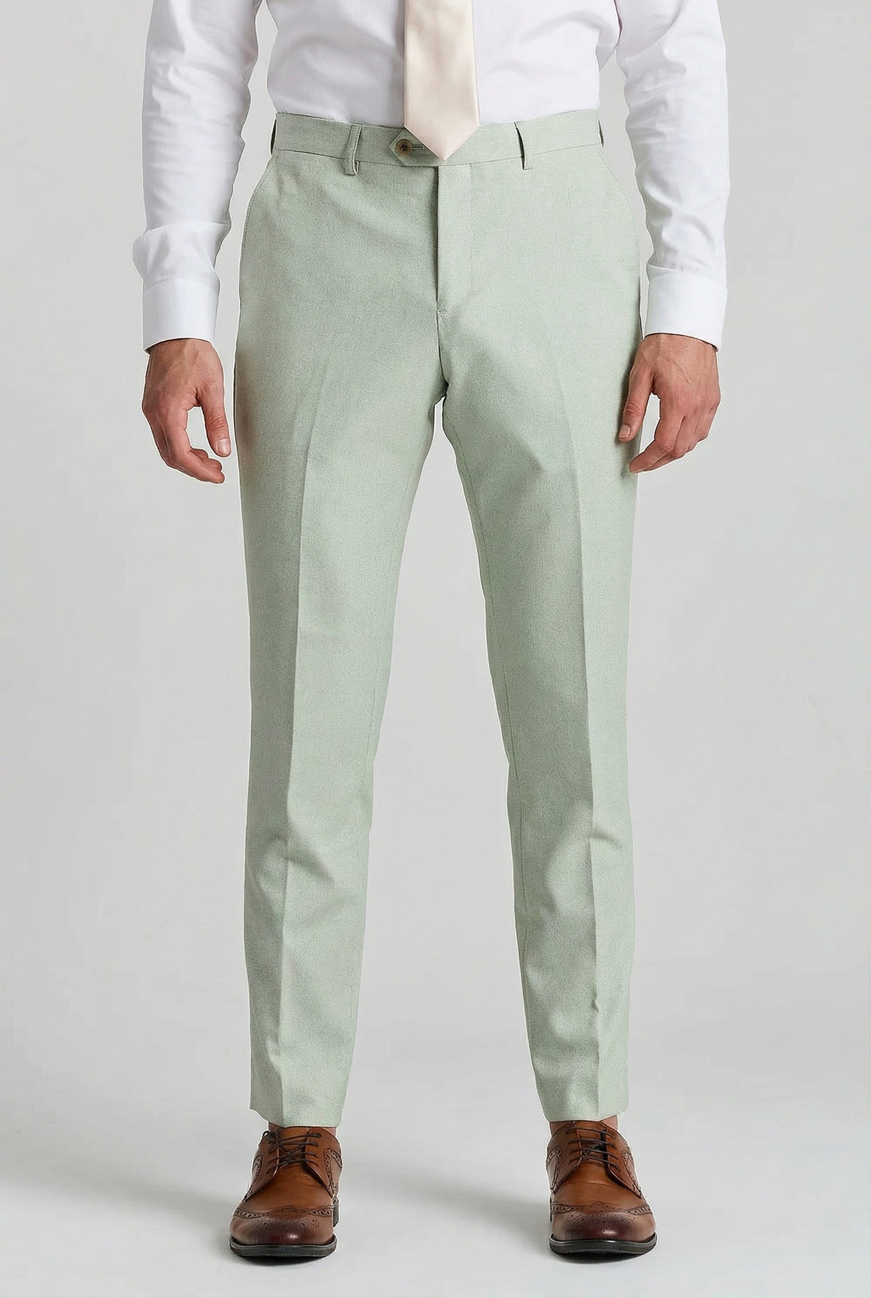 Men’s 3-Piece Tailored Fit Formal Suit - Belmont - Sage Green Model Trousers Picture