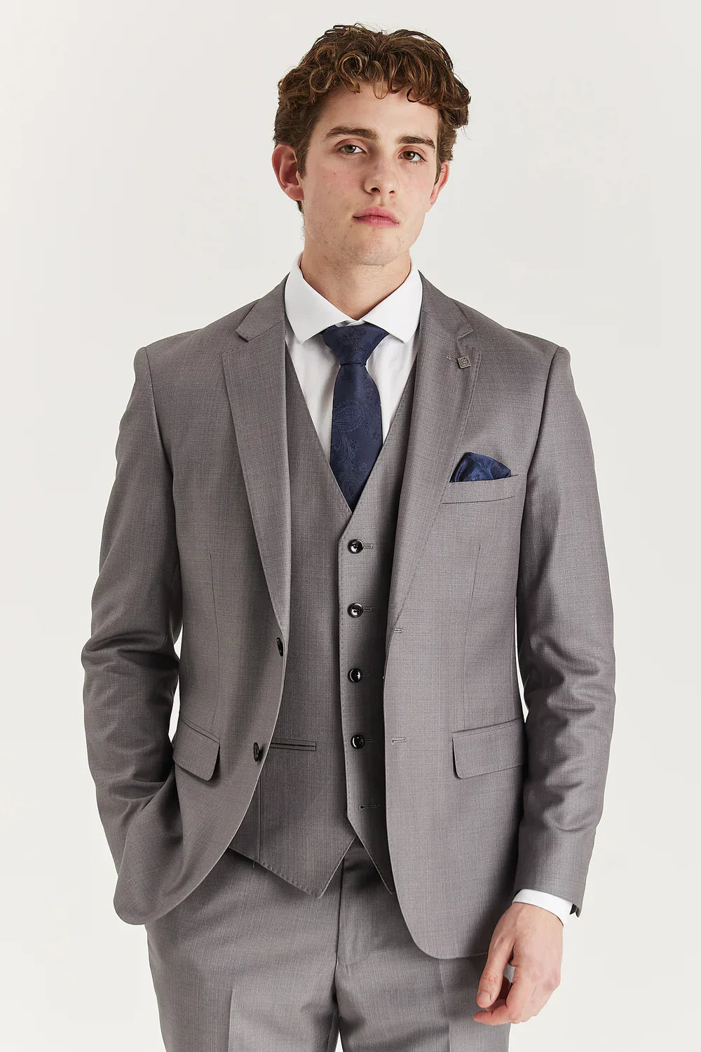 Father & Son Matching 3-Piece Suit Set with Pick Stitch - Edward - Grey