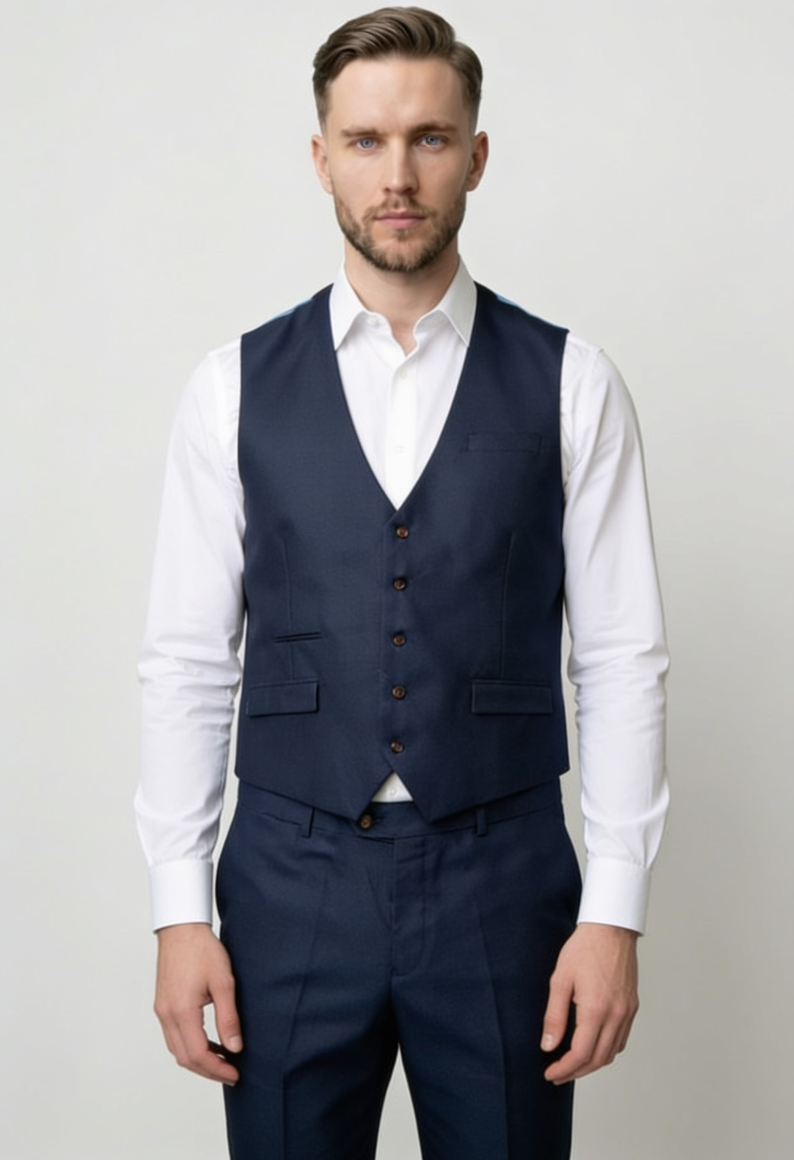 Men’s 3-Piece Textured Formal Suit - Style SULLIVAN NAVY BLUE
