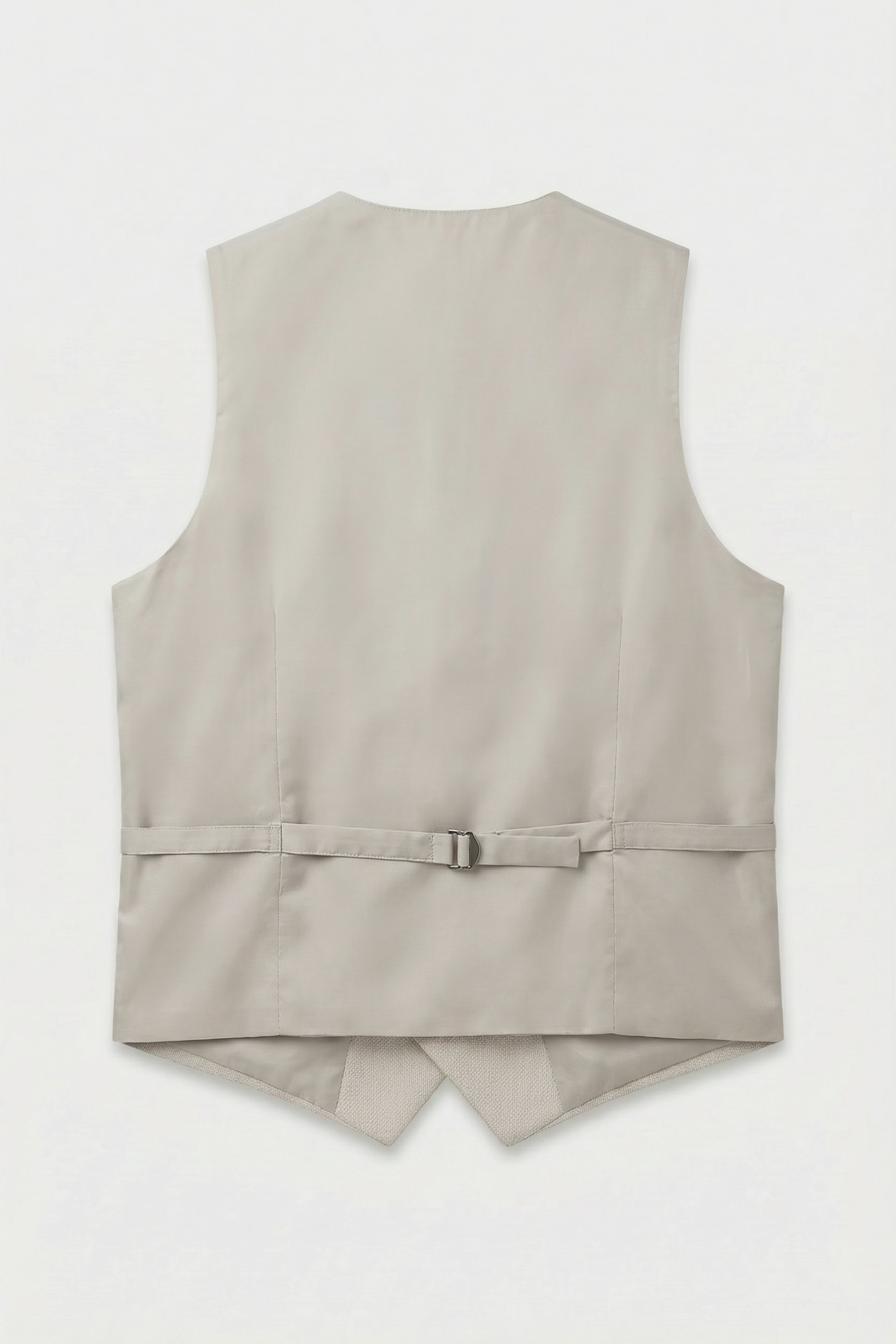 Men’s 3-Piece Textured Formal Suit with Double Breasted Waistcoat - Core - Beige Waistcoat Back Picture