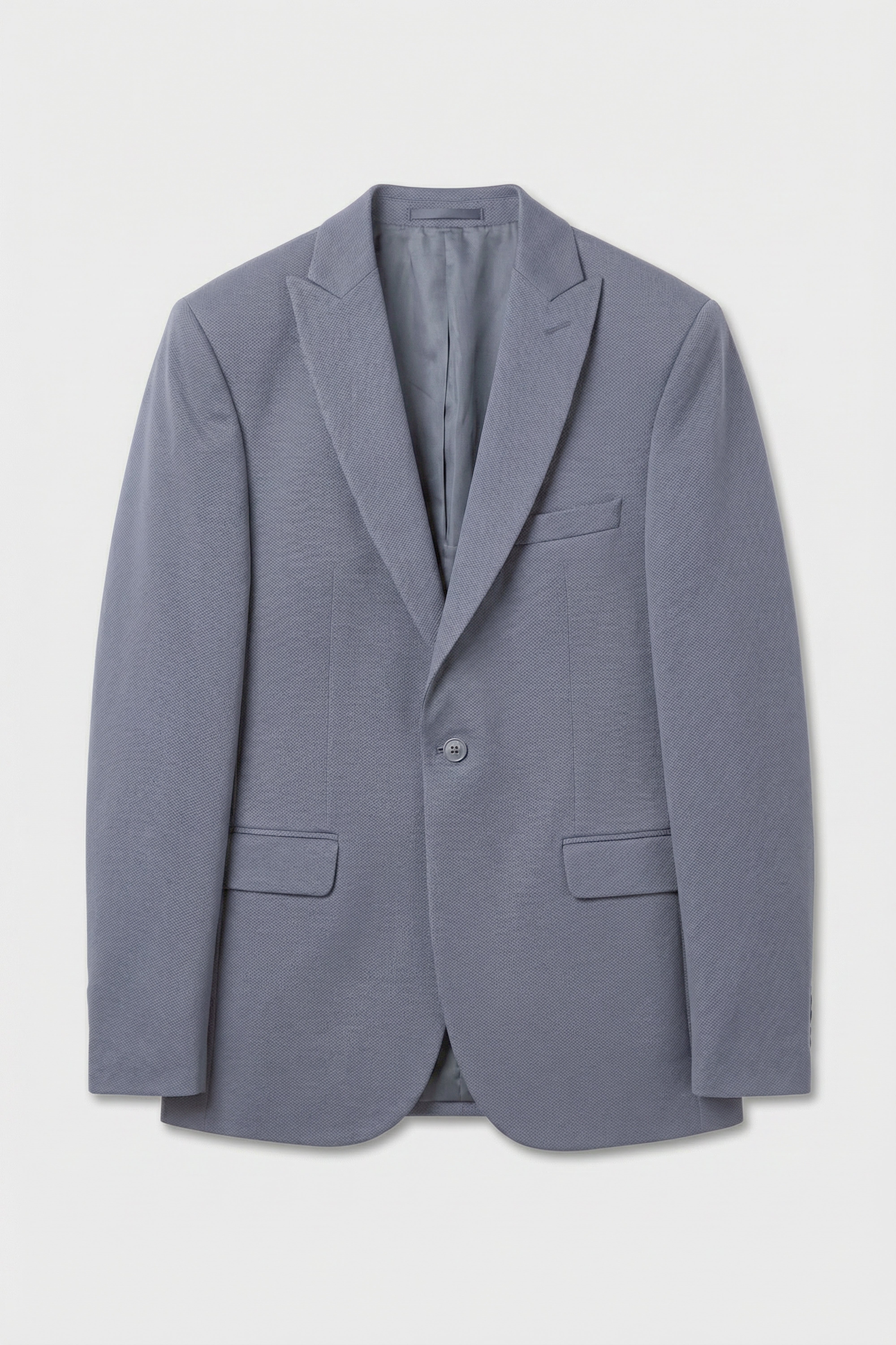 Men’s 3-Piece Textured Formal Suit with Double Breasted Waistcoat - Core - Charcoal Grey Blazer Front Picture