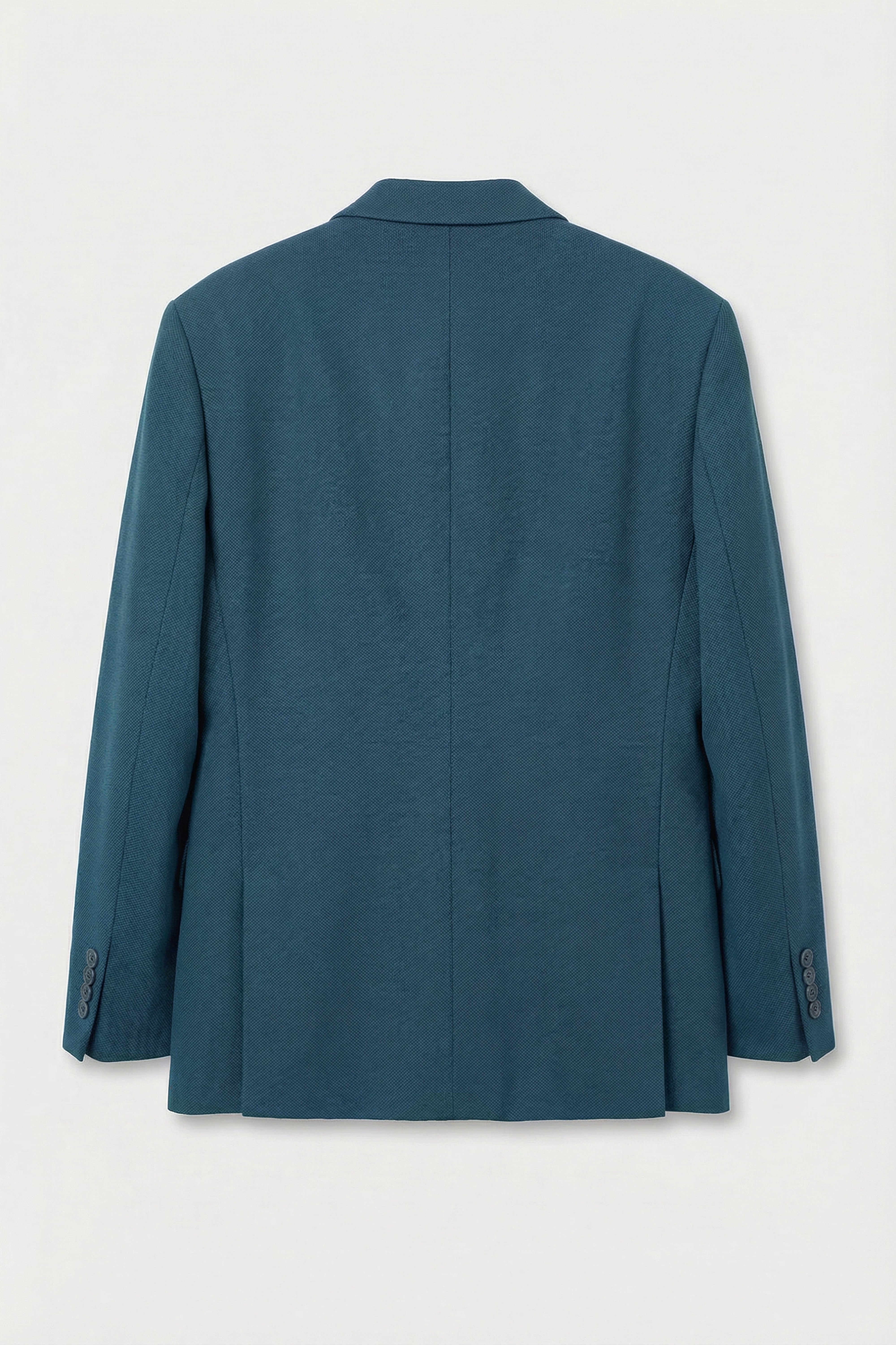 Men’s 3-Piece Textured Formal Suit with Double Breasted Waistcoat - Core - Olive Green Jacket Back Picture