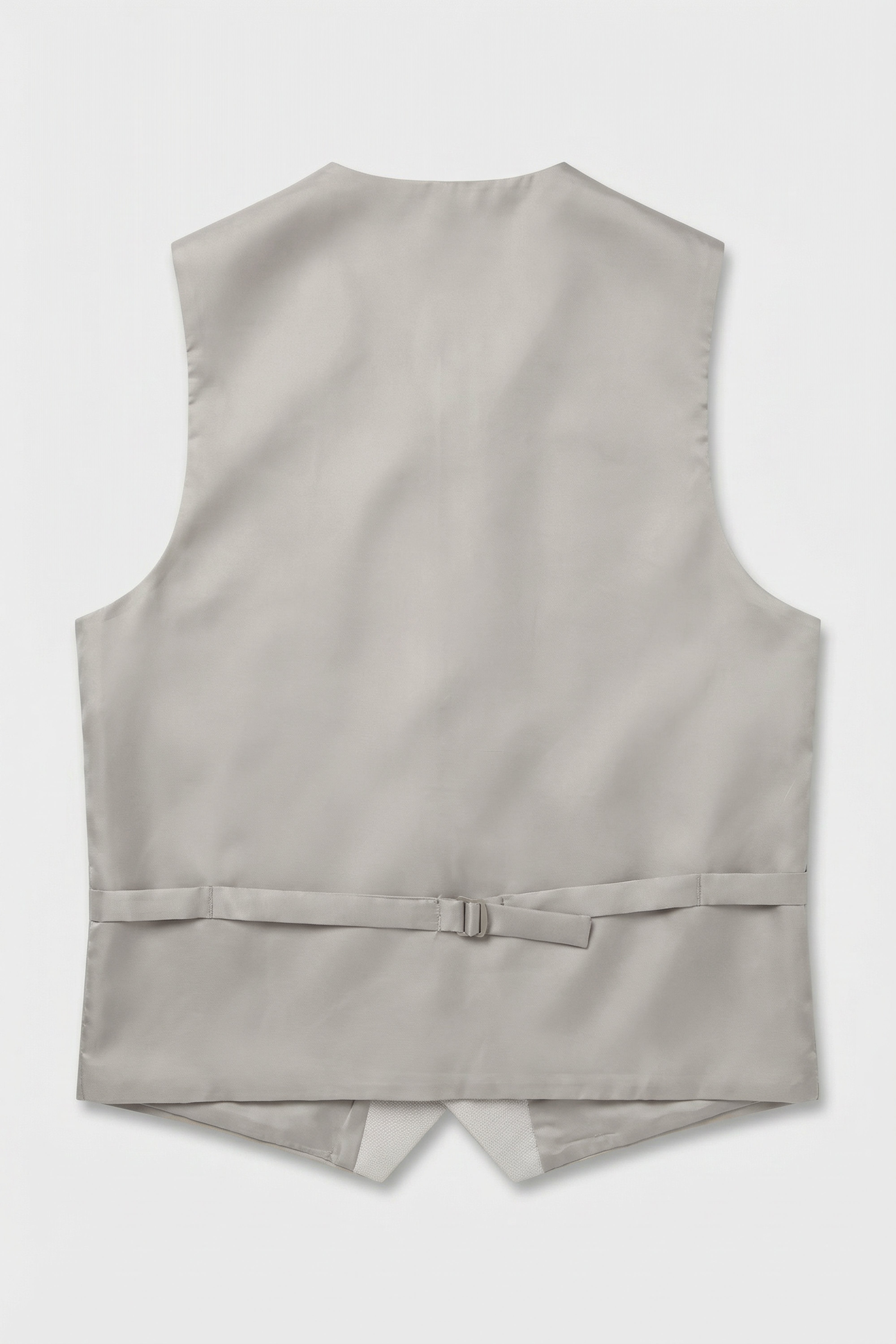 Men’s 3-Piece Textured Formal Suit with Double Breasted Waistcoat - Core - Stone Grey Waistcoat Back Picture