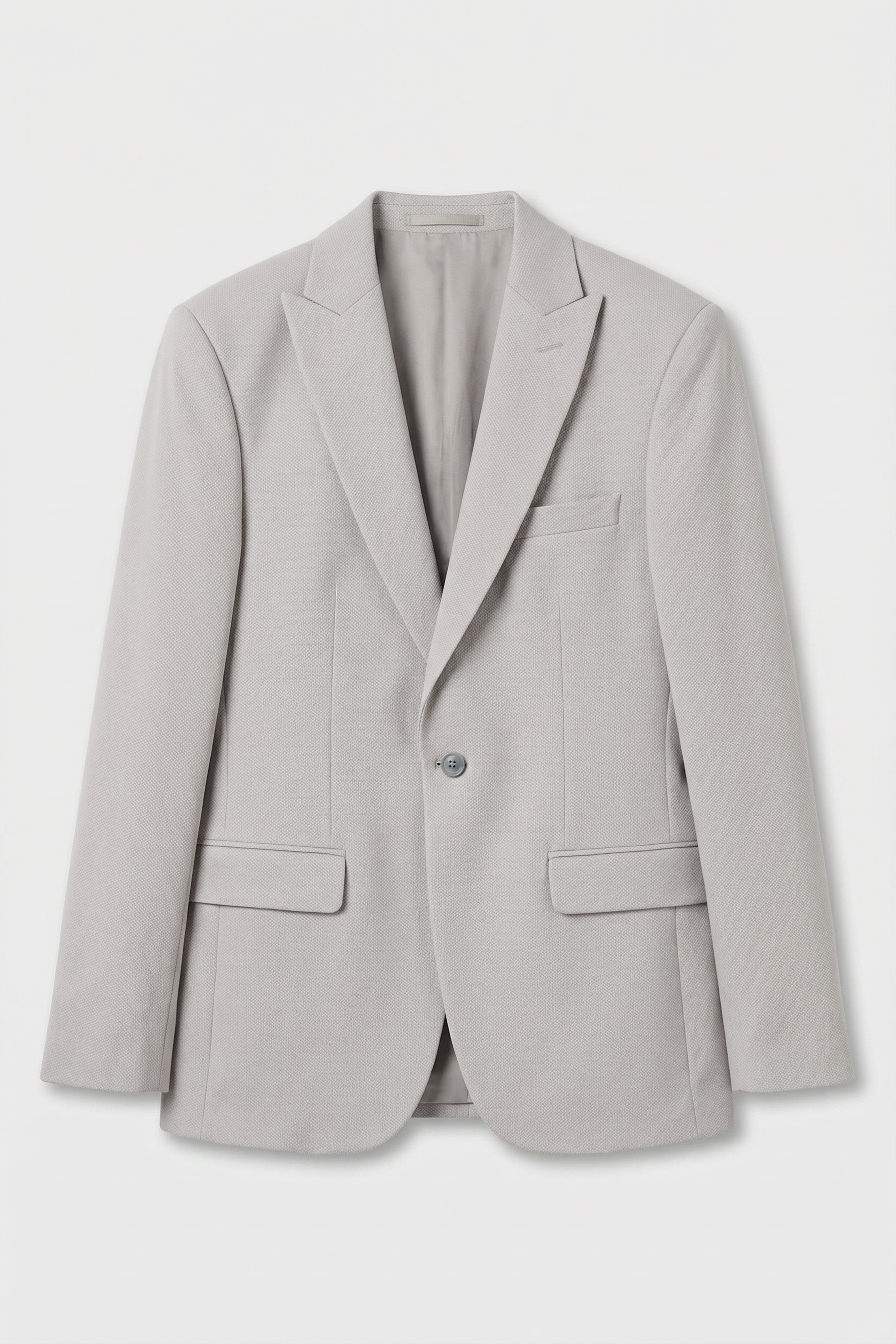 Men’s 3-Piece Textured Formal Suit with Double Breasted Waistcoat - Core - Stone Grey Jacket Picture