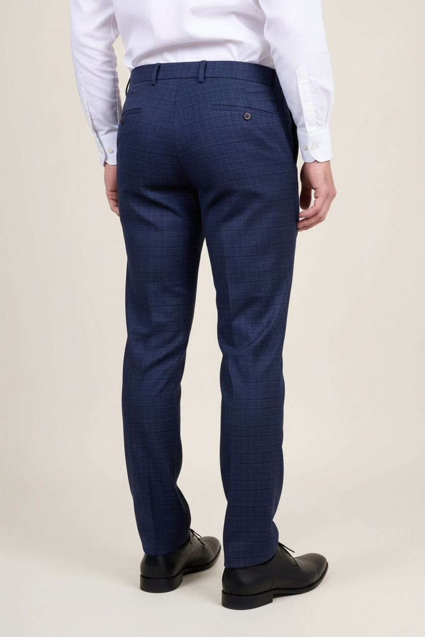 Men’s 3-Piece Tweed Like Glen Check Suit - Luis - Navy