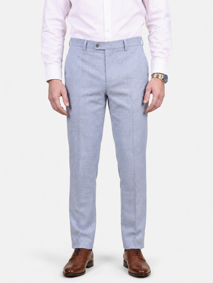 Men’s 3-Piece Tweed Like Glen Check Suit - Luis - Pale Blue