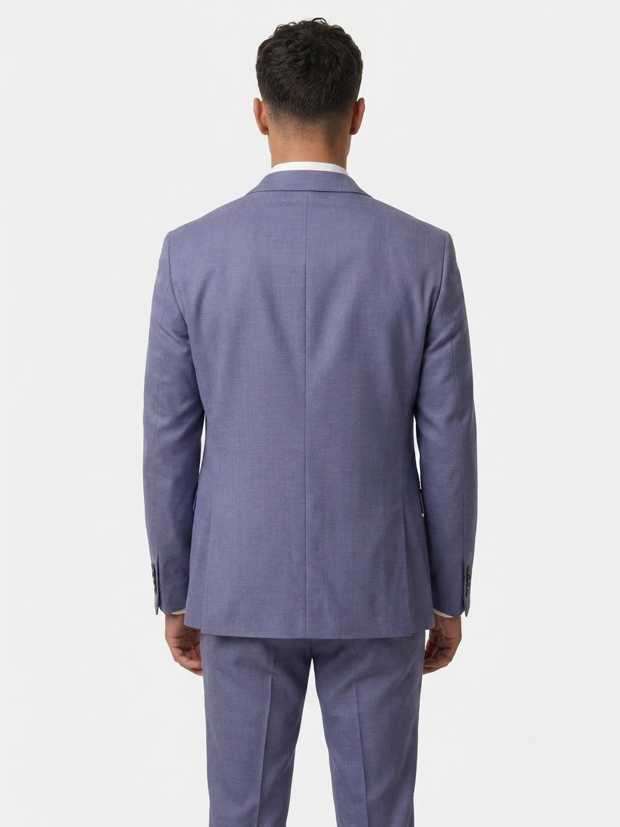 Men’s 3-Piece Wool Blend Formal Suit - Style DEAN LT BLUE Model Back Picture