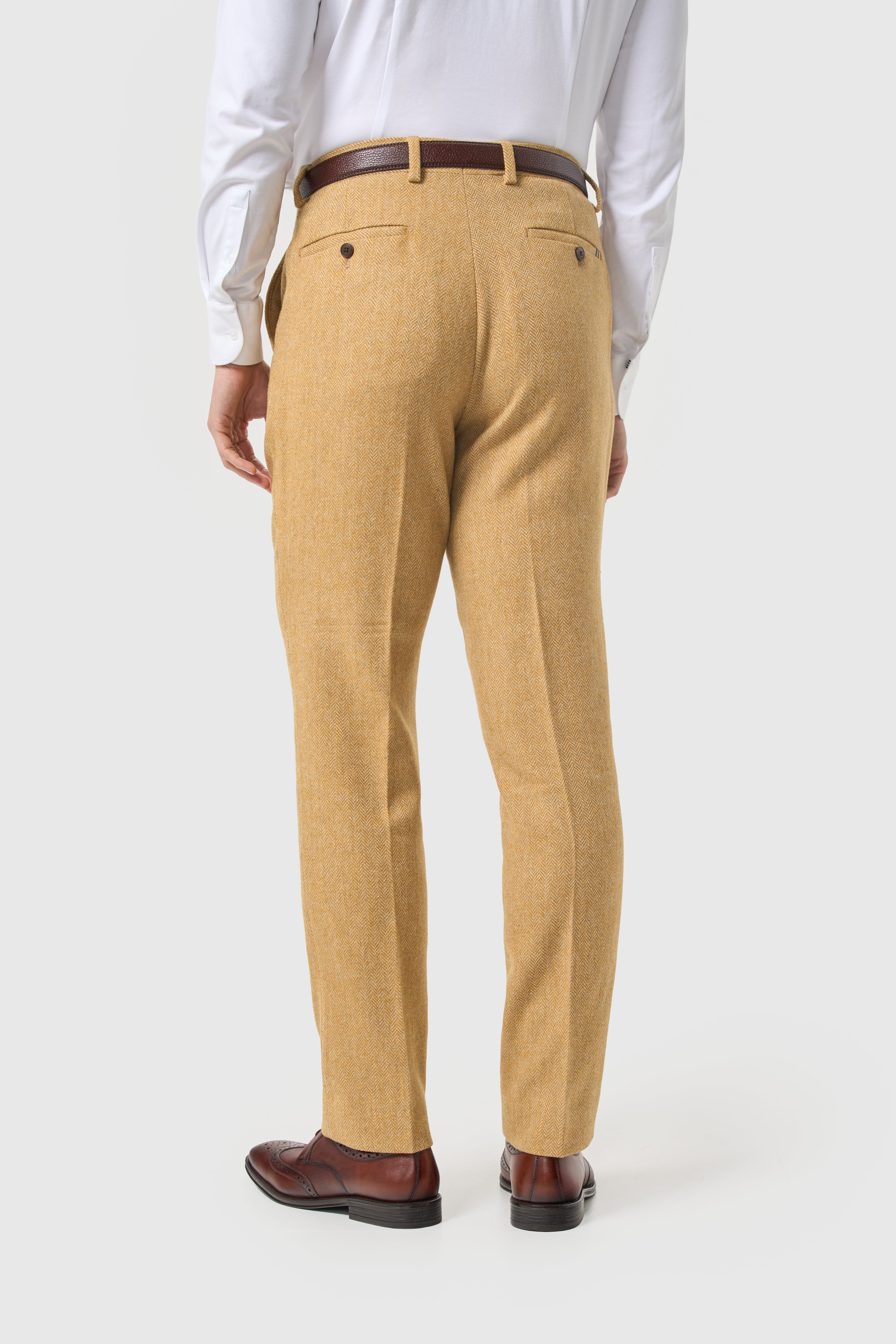 Men’s Trousers Wool Herringbone Tweed Suit - Thomas - Amber Back Picture