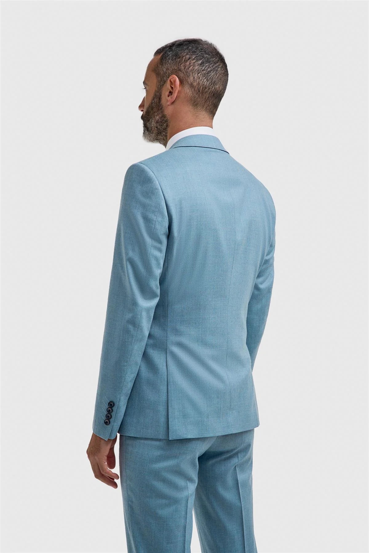 Men’s 3-Piece Wool Slim Fit Formal Suit - James - Marine Blue