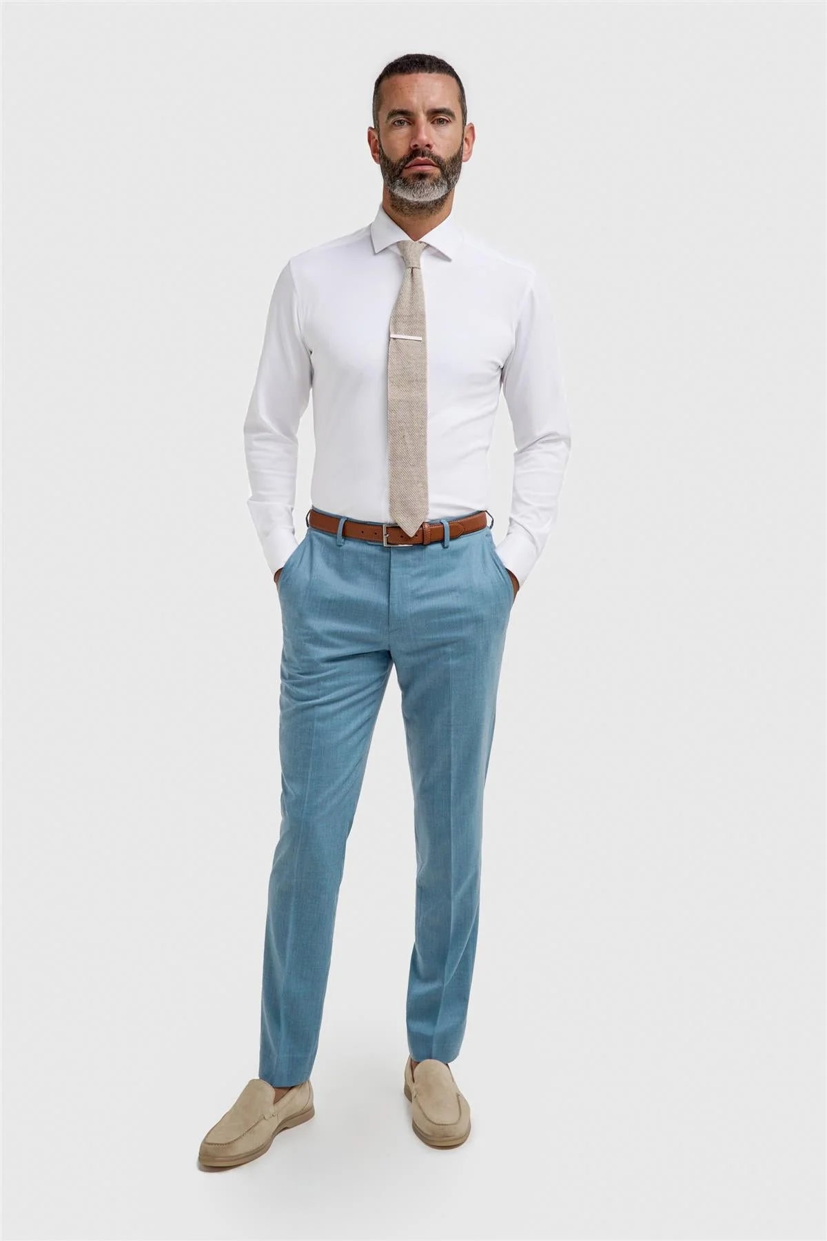 Men’s 3-Piece Wool Slim Fit Formal Suit - James - Marine Blue