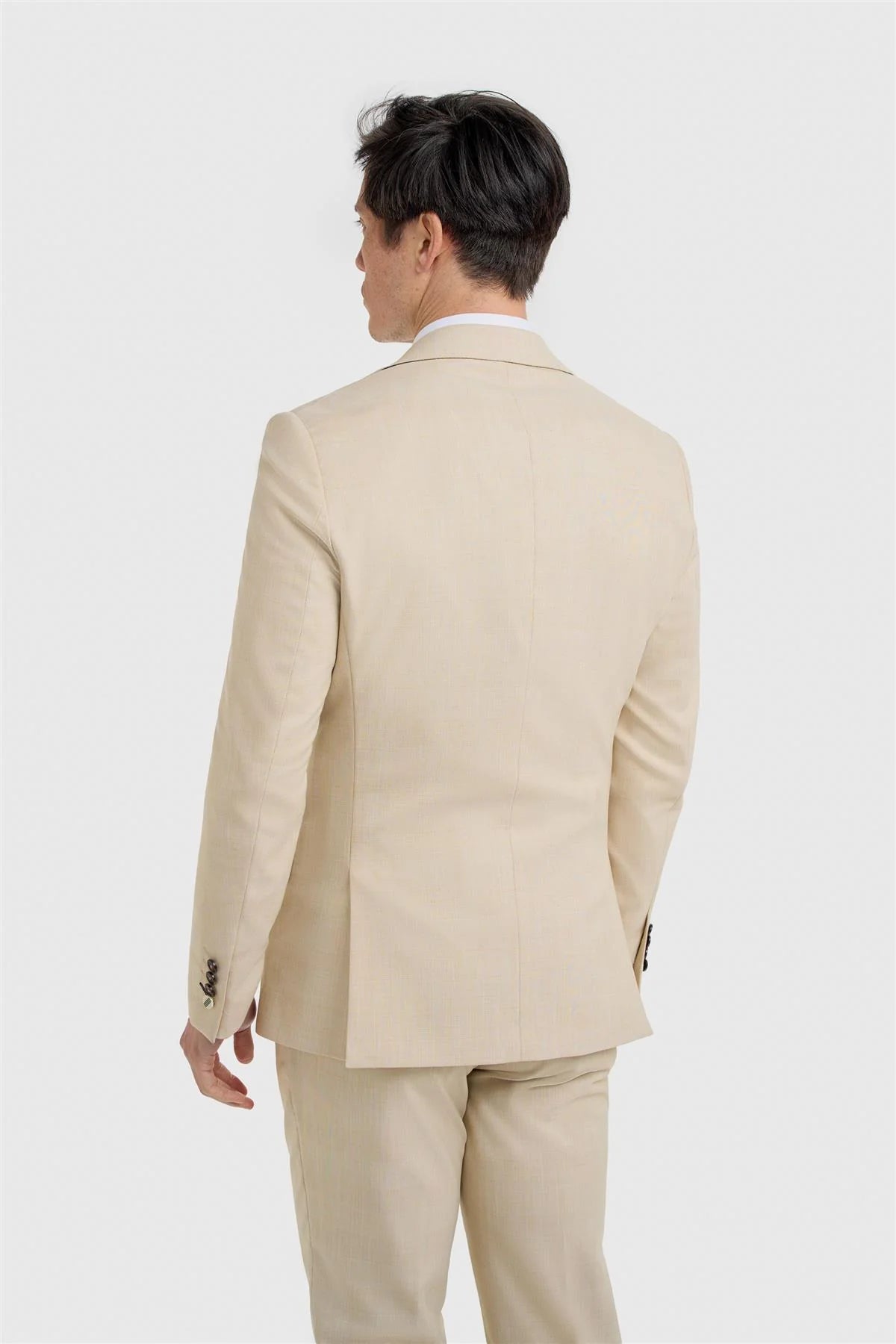 Men’s Beige Textured Suit Jacket - Camden - Beige