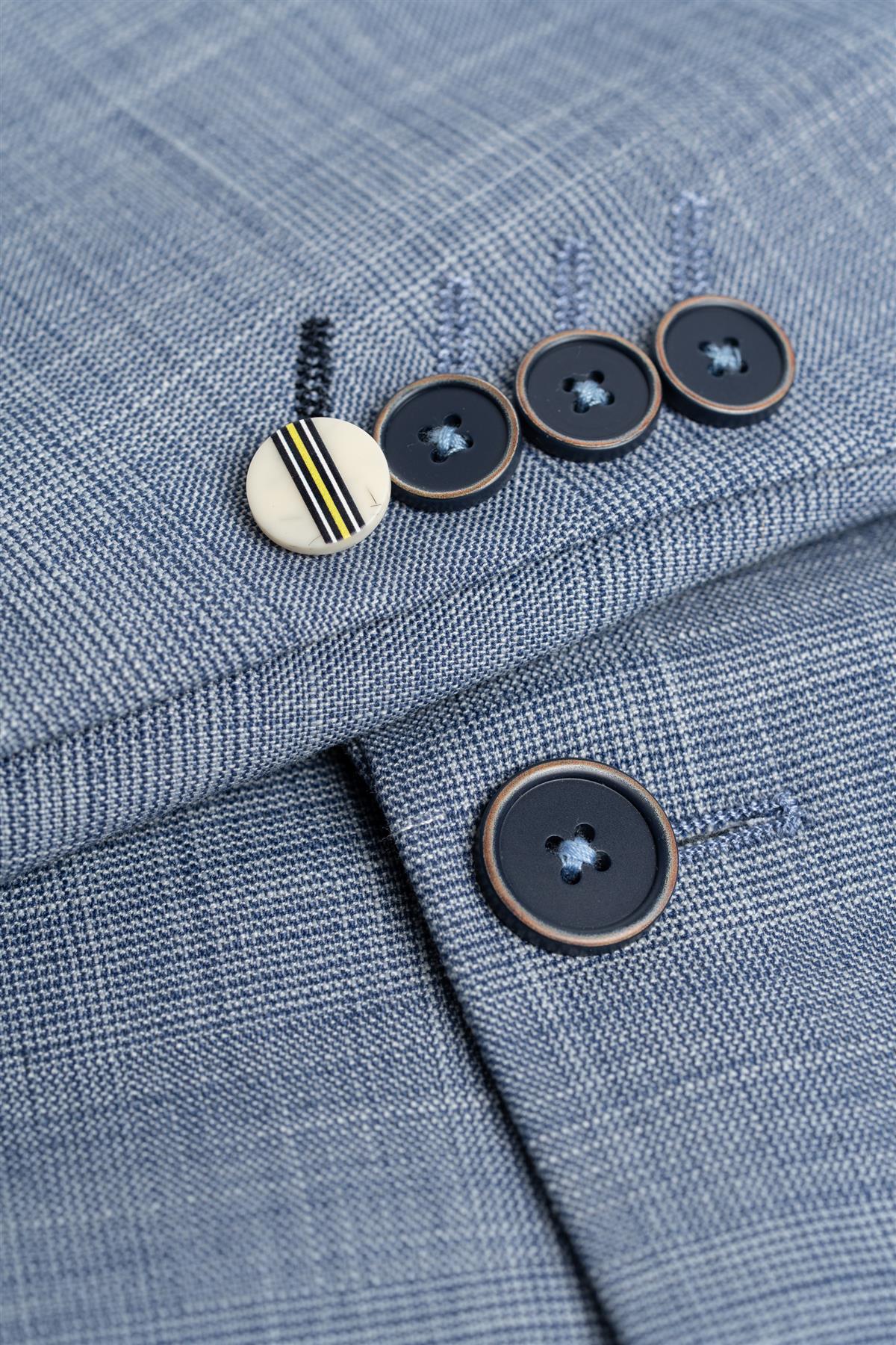 Men’s Blue Textured Suit Jacket - Camden - Blue