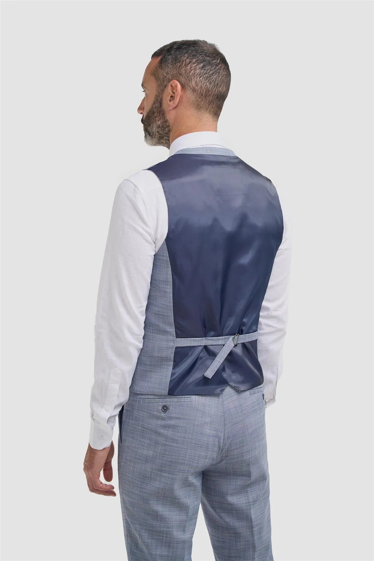 Men’s Blue Textured Waistcoat - Camden - Blue