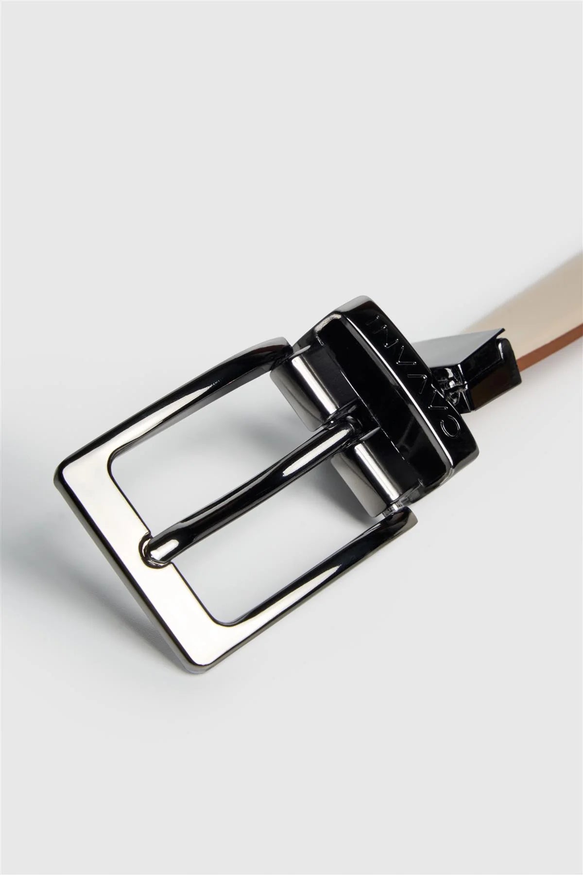 Men's Brown & Ivory Reversible Genuine Leather Belt - Cavani detail
