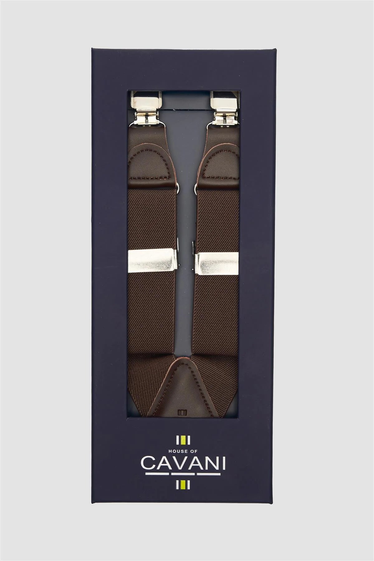 Men’s Clip-On Braces with Adjustable Straps -Brown Box Picture