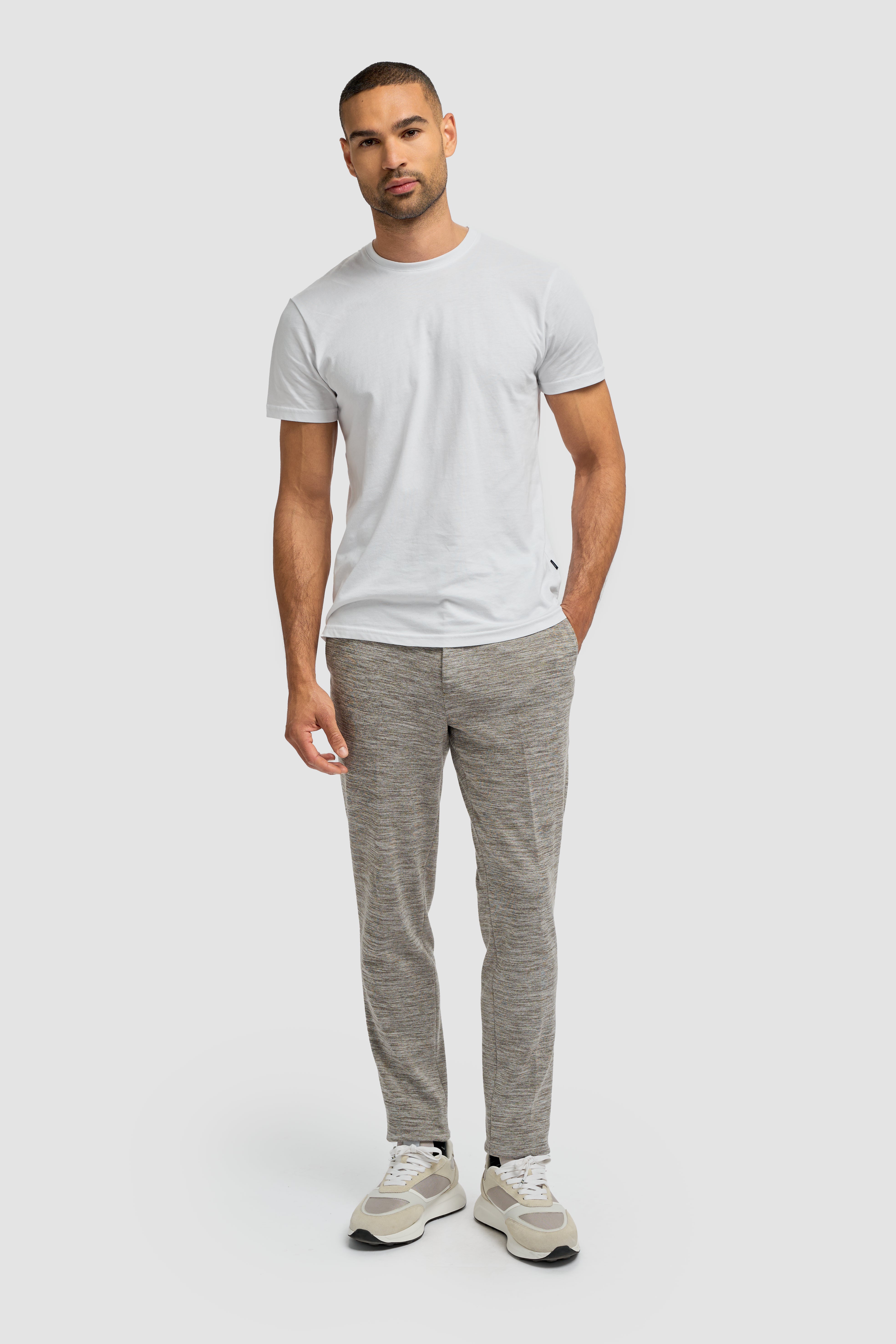 Men’s Cotton Blend Casual Trousers - Columbus - Taupe Grey